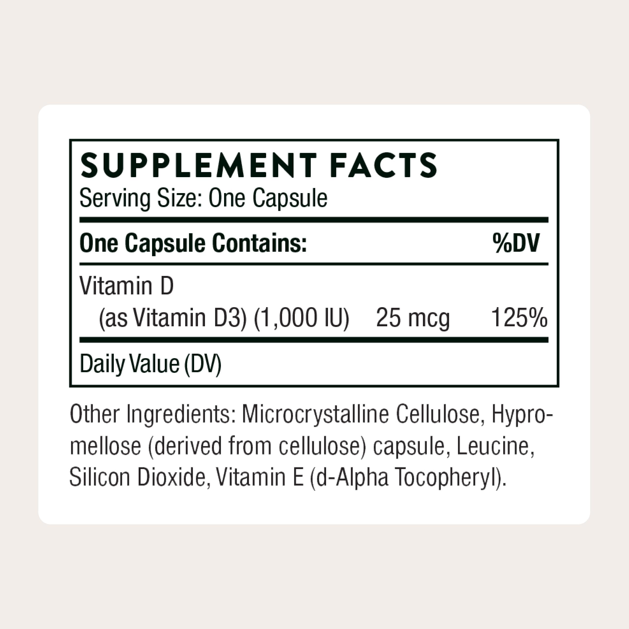 THORNE - Vitamin D3 Supplement - Supports Healthy Bones, Teeth, Muscles, Cardiovascular & Immune Function* - Gluten, Dairy & Soy-Free - 1,000 IU - 90 Servings THORNEAu supplements