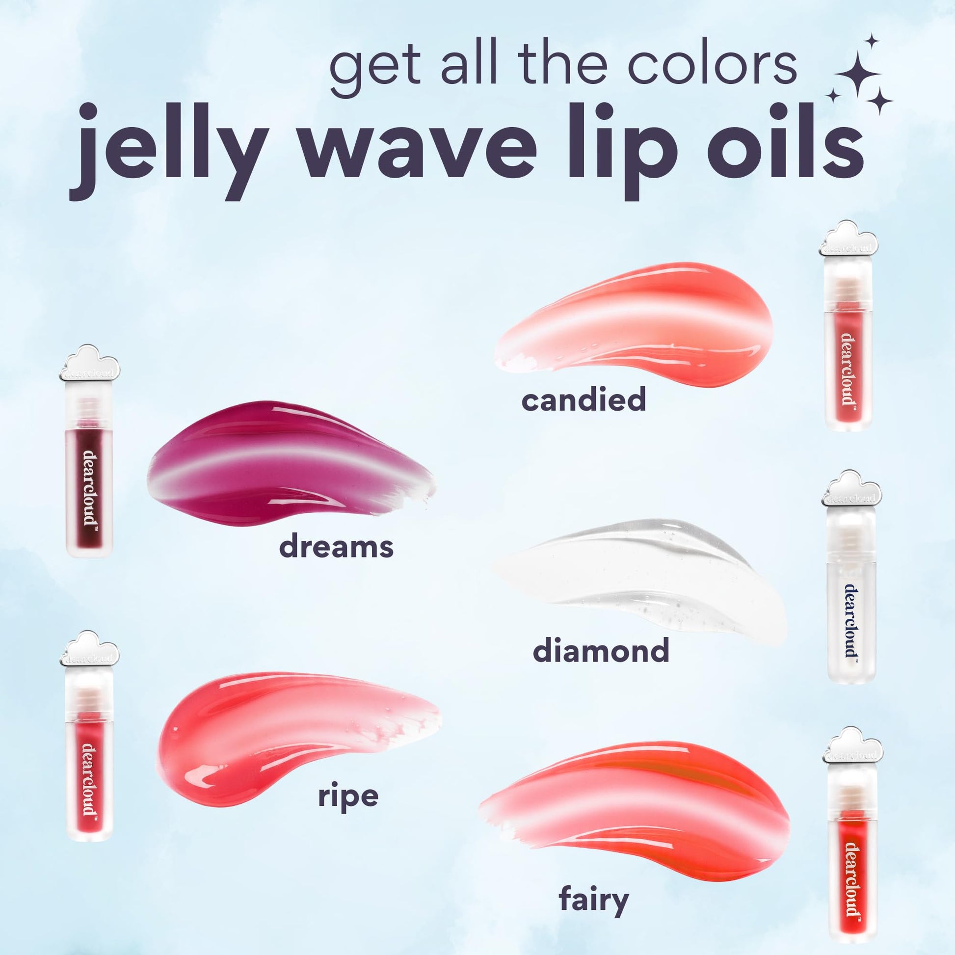 dearcloud Jelly Wave Lush Lip Oil – Clear Lip Gloss and Lip Gloss for Women - Korean skincare essential – Lip Oil for Women with Collagen - Diamond (0.13 oz) dearcloudAu supplements