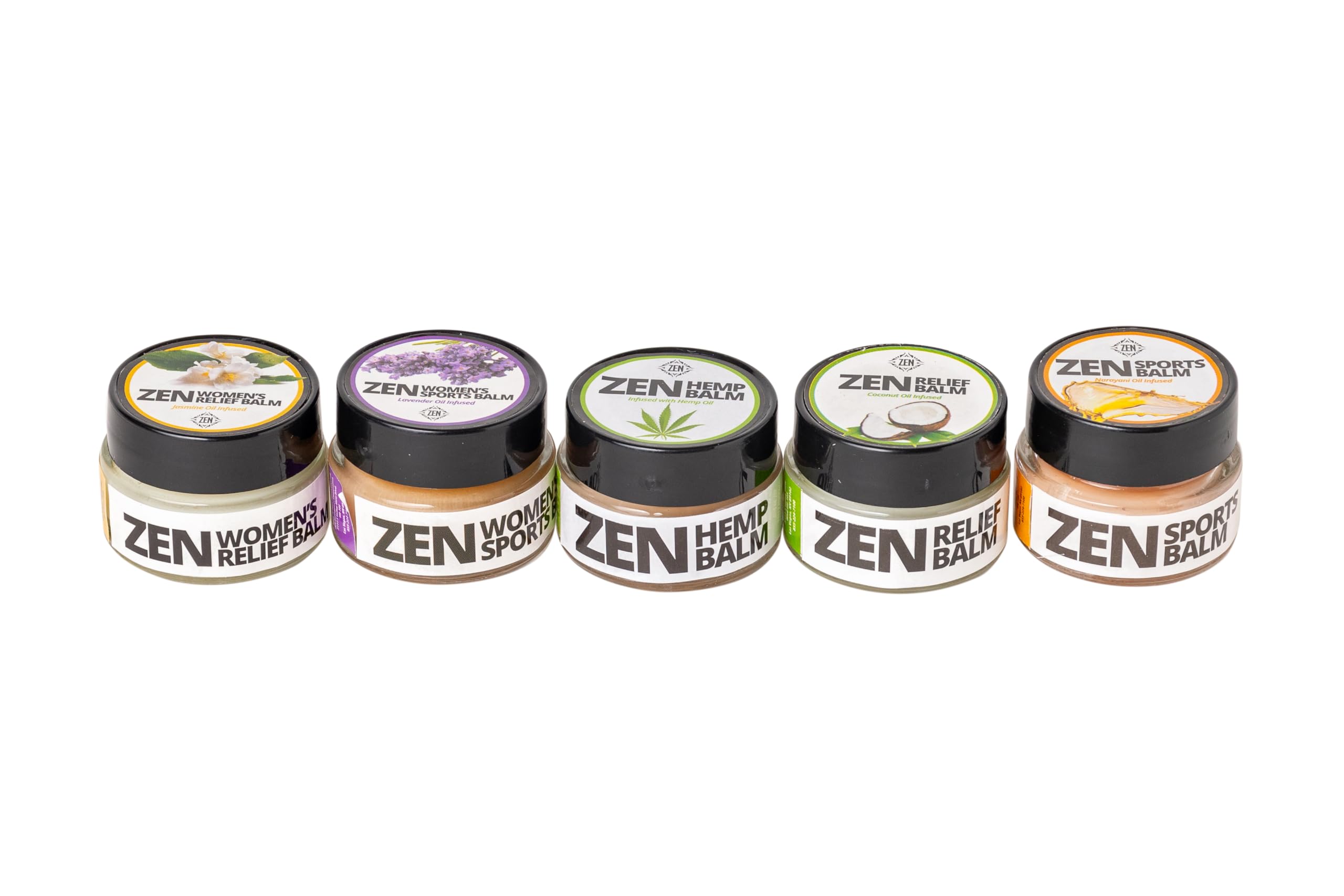 ZEN Variety Pack – Plant-Based Topical Balm Collection – Includes Relief, Sports, Women’s Sports, Women’s Relief & Hemp – 0.7 oz Each – #TrustedByLegends ZENAu supplements