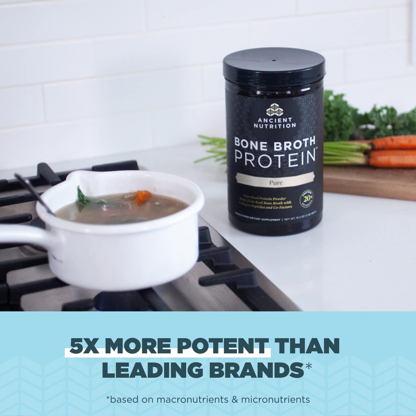 Ancient Nutrition Bone Broth Protein Powder, Pure Flavor, 20 Servings Size Ancient NutritionUS supplements