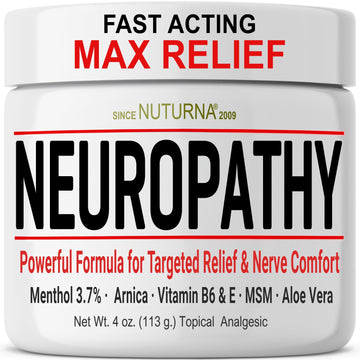 Neuropathy Nerve Relief Cream - Fast Acting Max Relief for Feet Hands Legs Toes Back - Ultra Strength Menthol Arnica Aloe Vera MSM, Soothing Natural Nerve Comfort Relief, 2 Oz NuturnaAu supplements