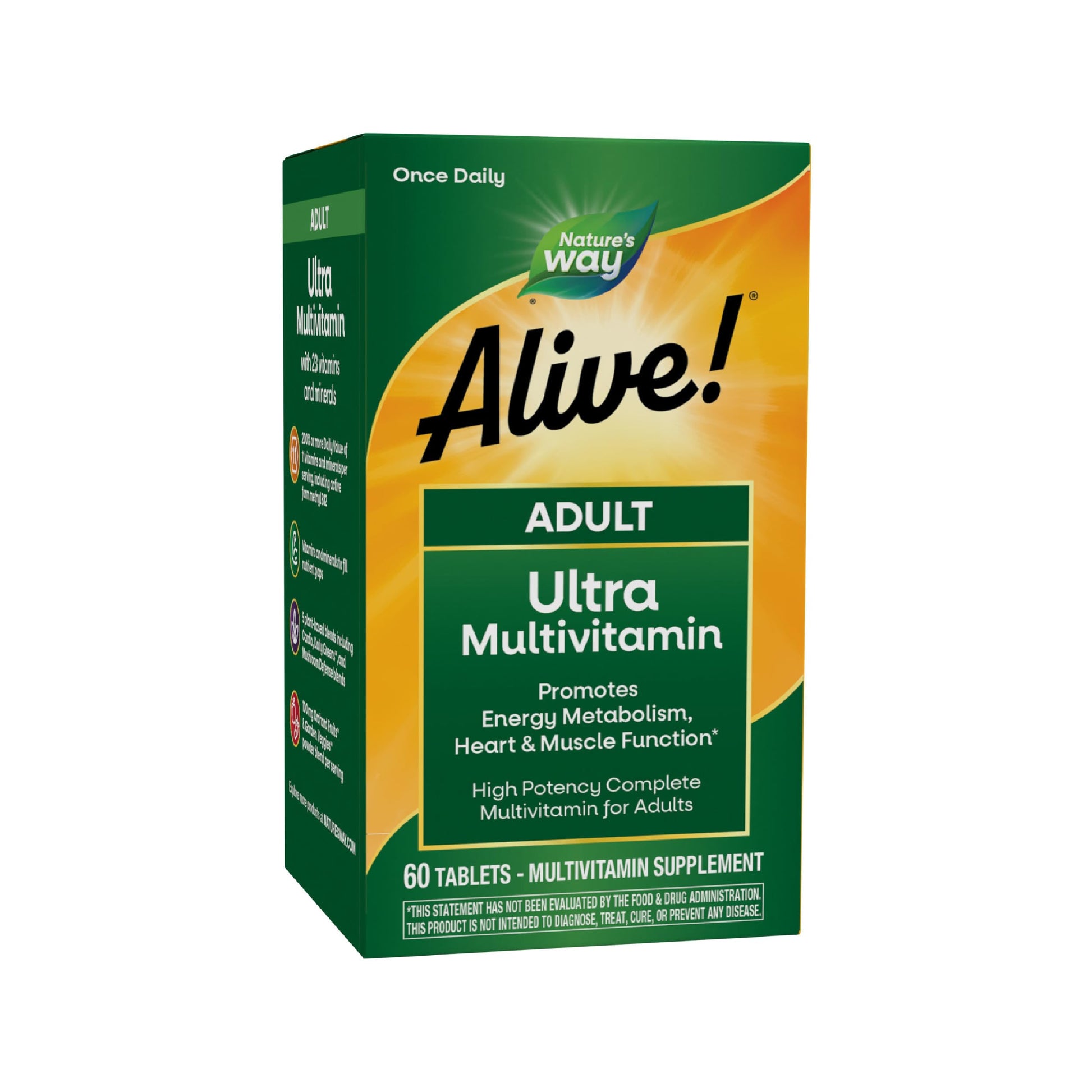 Nature's Way Alive! Adult Ultra Multivitamins, Promotes Energy Metabolism, Heart & Muscle Function*, with B-Vitamins Including Methylated B12, Gluten Free, 60 Tablets Nature's WayAu supplements