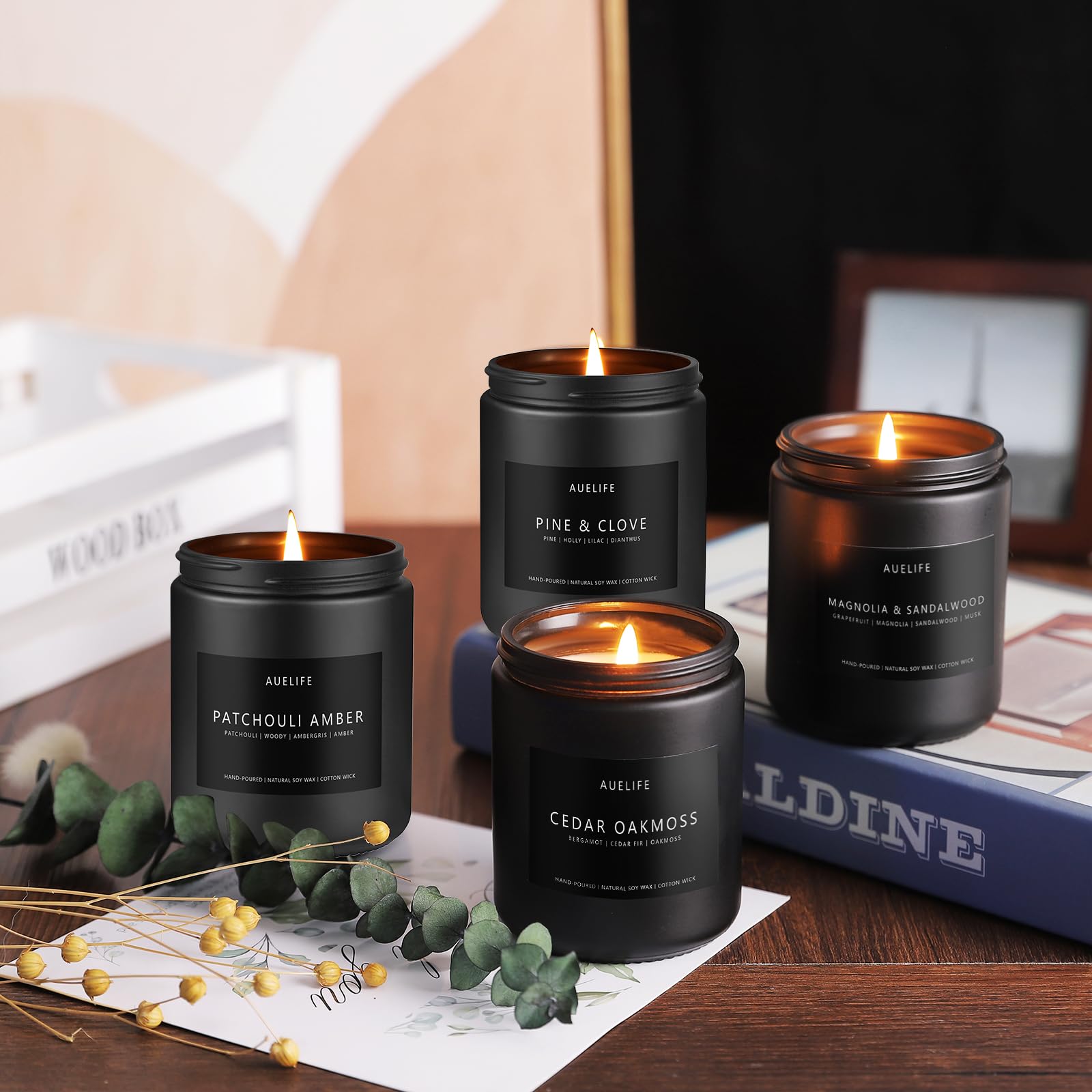 Scented Candles Set | Men Candles Set, Candles for Men Scented Candles for Home - 4 Pack Candles Scents AuelifeAu supplements