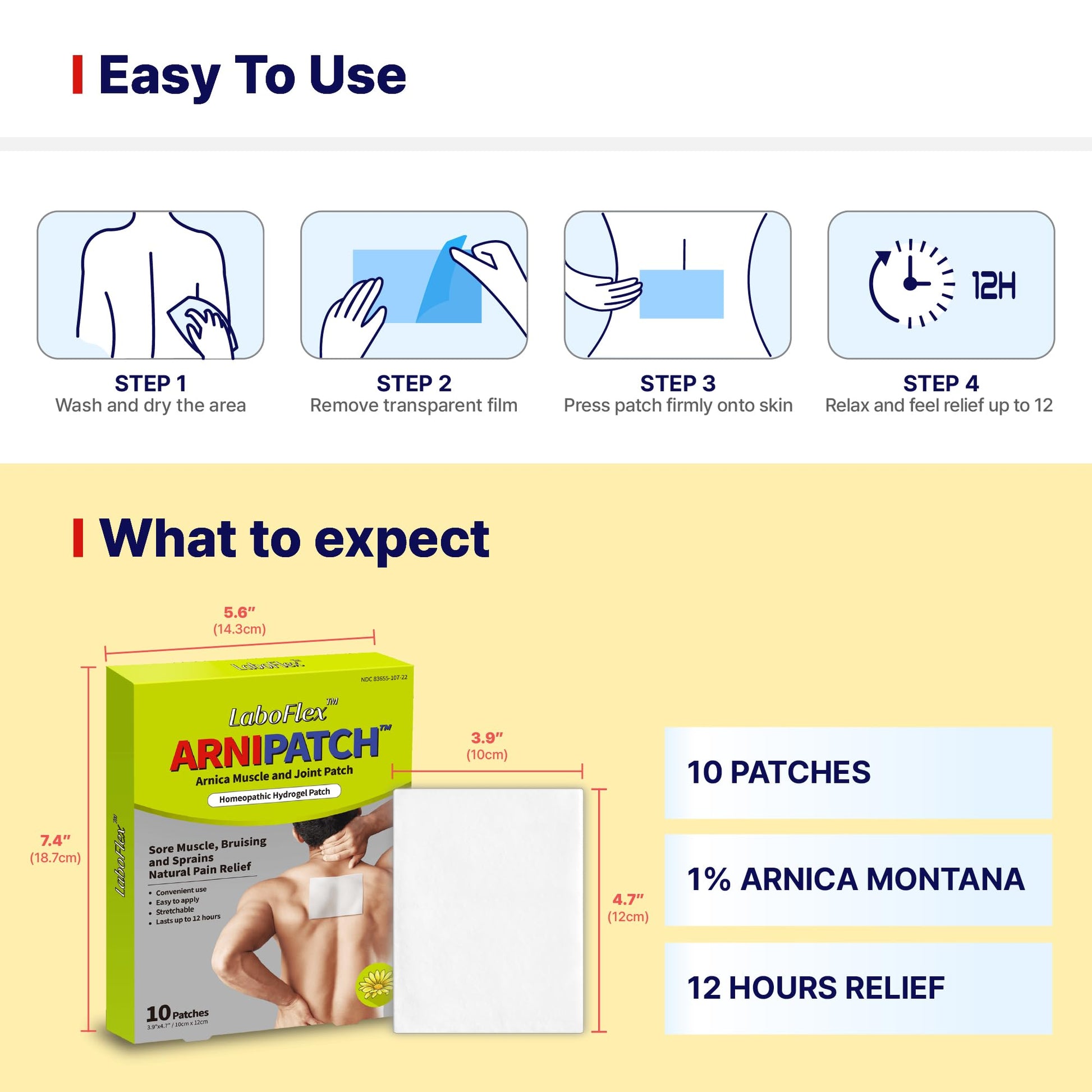 Arnica Hydrogel Pain Relief Patches | Natural Relief for Muscle, Joint, Bruises & Swelling | Flexible, Non-Greasy & Long-Lasting | Great for Back, Knee & Neck Pain (3.9"x4.7", 10, Count) Wooshin LabottachAu supplements