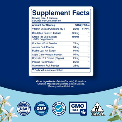 Diuretic Water Pills for Water Retention - Water Away Diuretic Pills for Bloating Relief TevareUS supplements