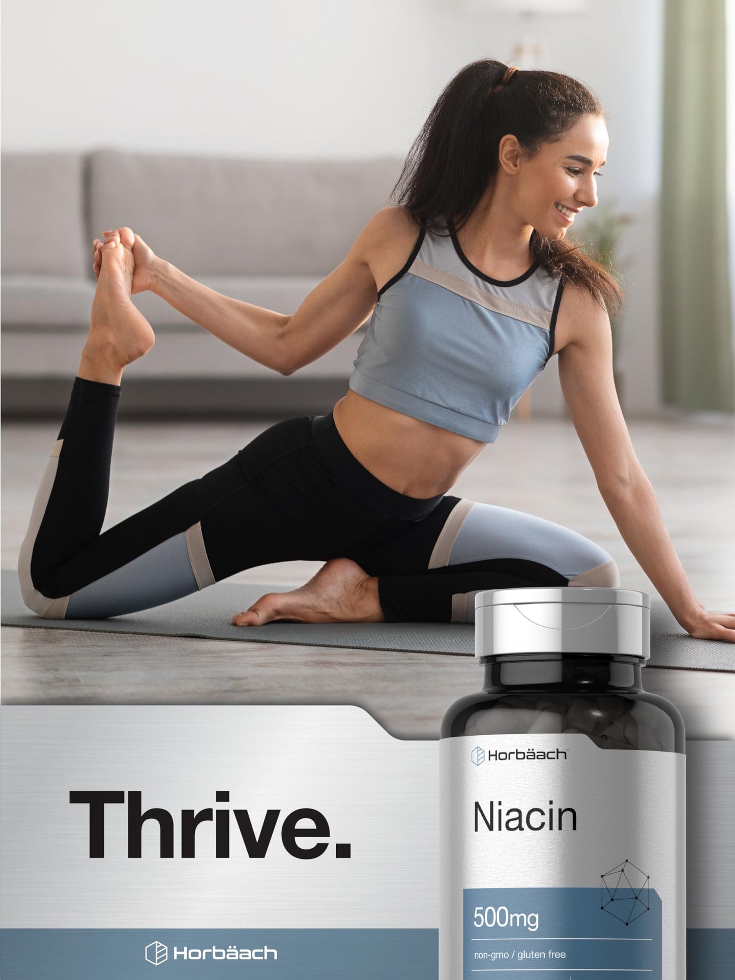 Niacin | Vitamin B3 500mg | 100 Capsules | with Flushing | Non-GMO, and Gluten Free HorbäachUS supplements