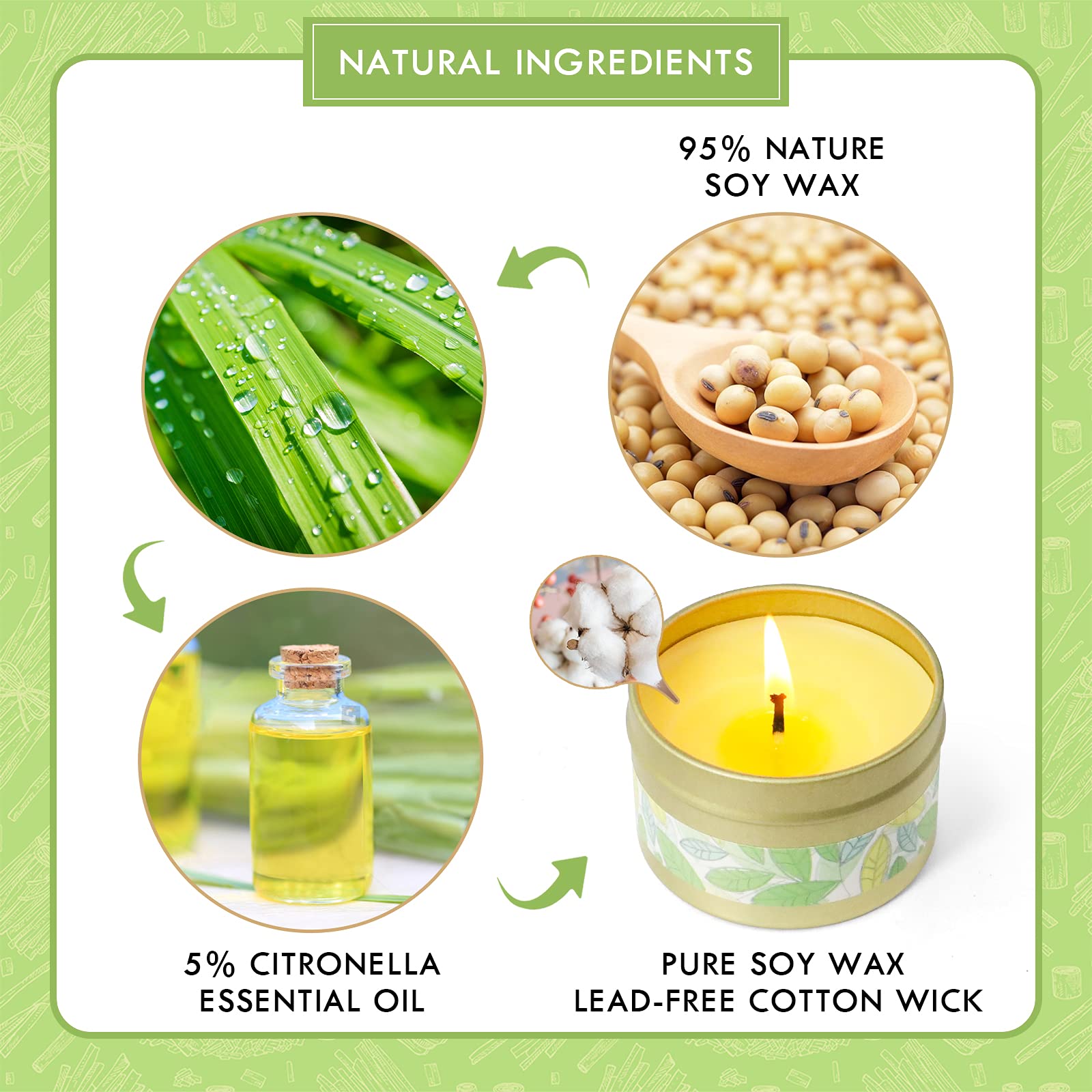 Citronella Candles Outdoor, Scented Candles, Summer Soy Wax Candles, Lemongrass Candles STRNAu supplements