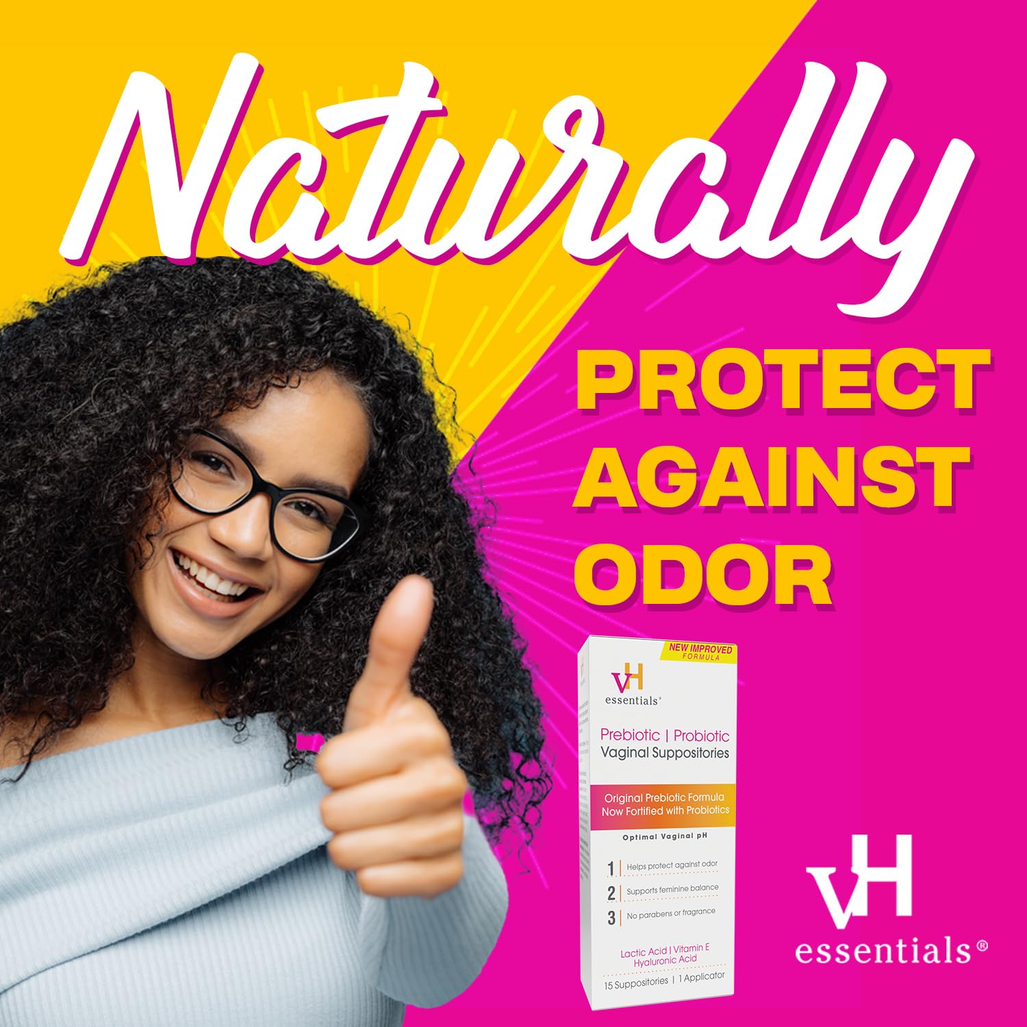 vH essentials Prebiotic PH Balanced Vaginal SuppositoriesBox, Original Version, 15 Count vH essentialsAu supplements
