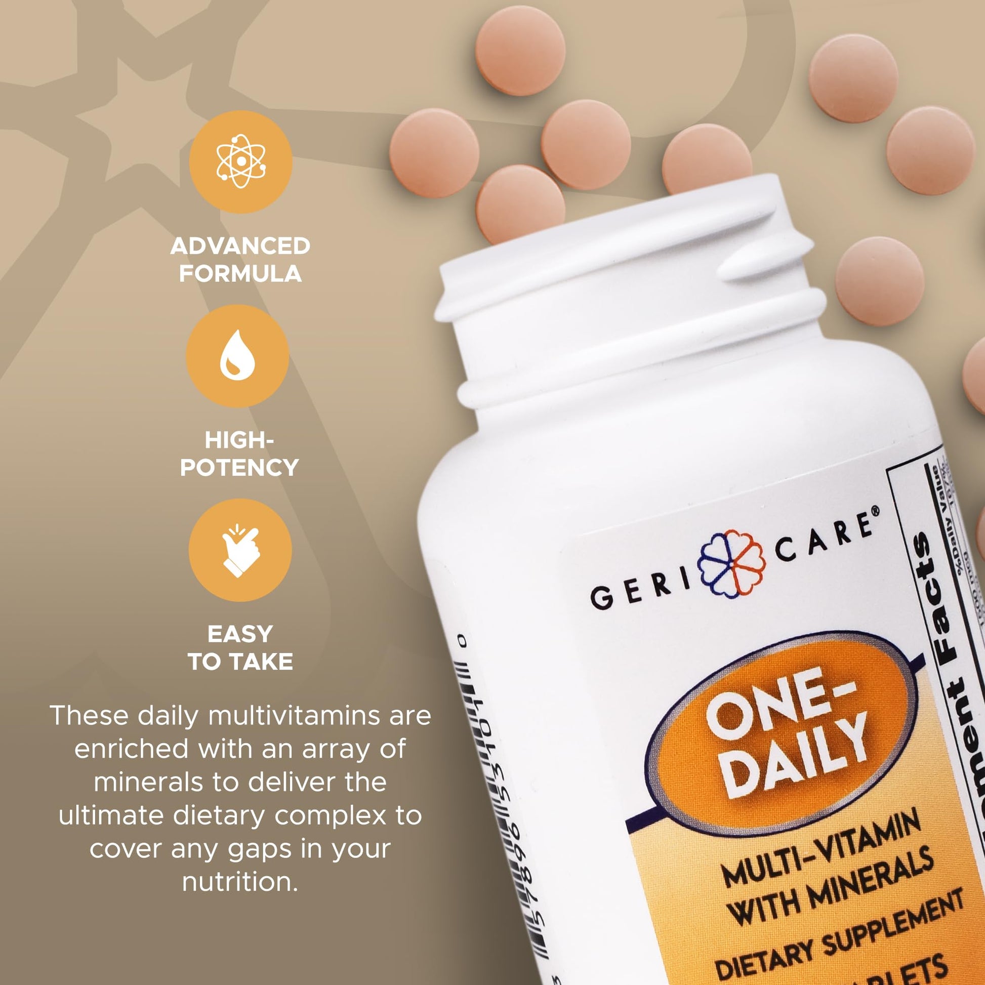 One-Daily Multivitamins with Minerals for Men & Women (100 Tablets) by GeriCare| High-Potency Multi-Vitamin & Multimineral Dietary Supplement for Immunity, Energy| Complete Daily Nutritional Support GeriCareAu supplements
