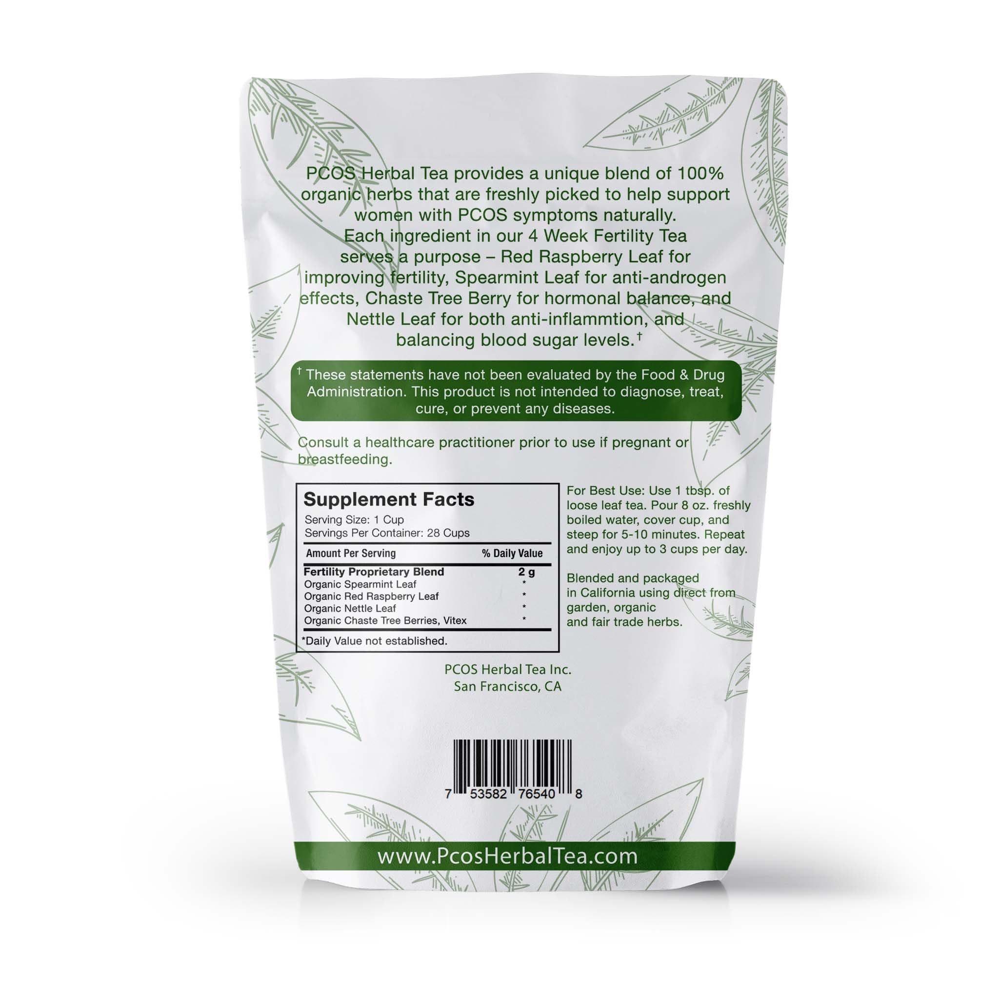 PCOS Cystem Tea with Organic Red Raspberry Leaf, Vitex, Spearmint Tea Supports Fertility PCOS Herbal TeaAu supplements