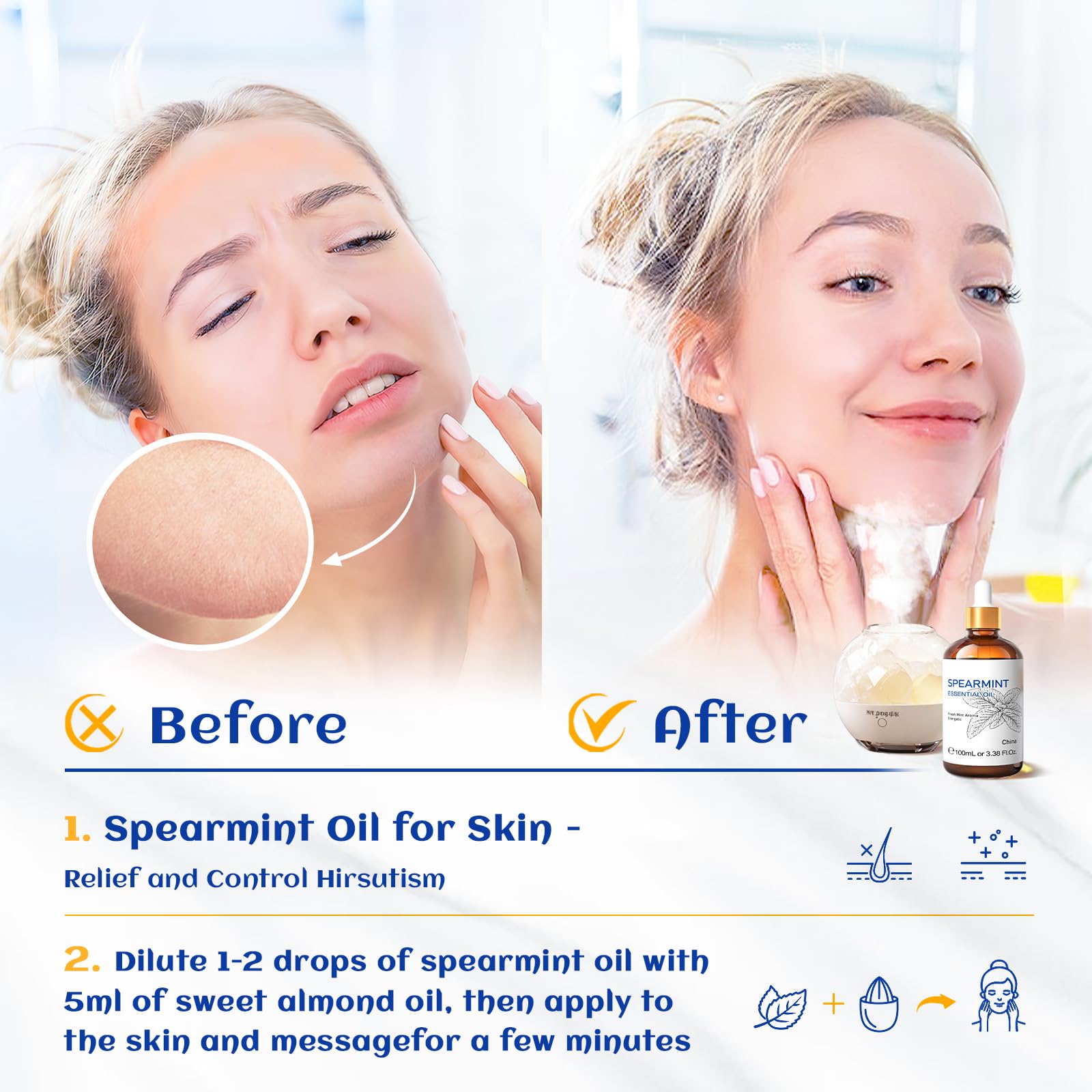 HIQILI 100ML Spearmint Essential Oil for Skin Care -100% Pure Treatment Grade - 3.38 Fl Oz. HIQILIAu supplements
