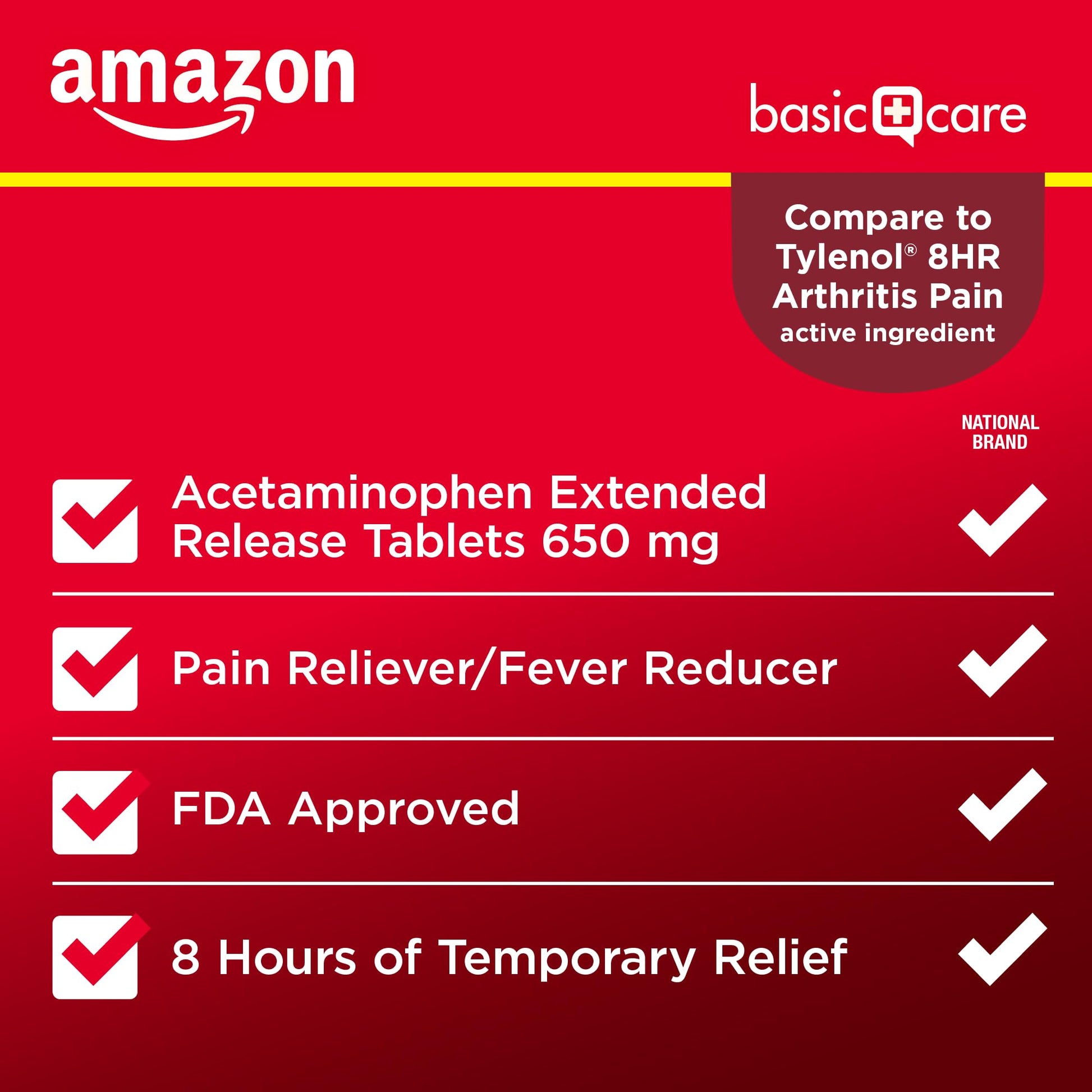 Amazon Basic Care Acetaminophen Extended-Release Tablets, 650 mg, Pain Reliever, Fever Reducer, Arthritis Pain, Headache, Backache, Menstrual Pain, 400 Count Amazon Basic CareAu supplements