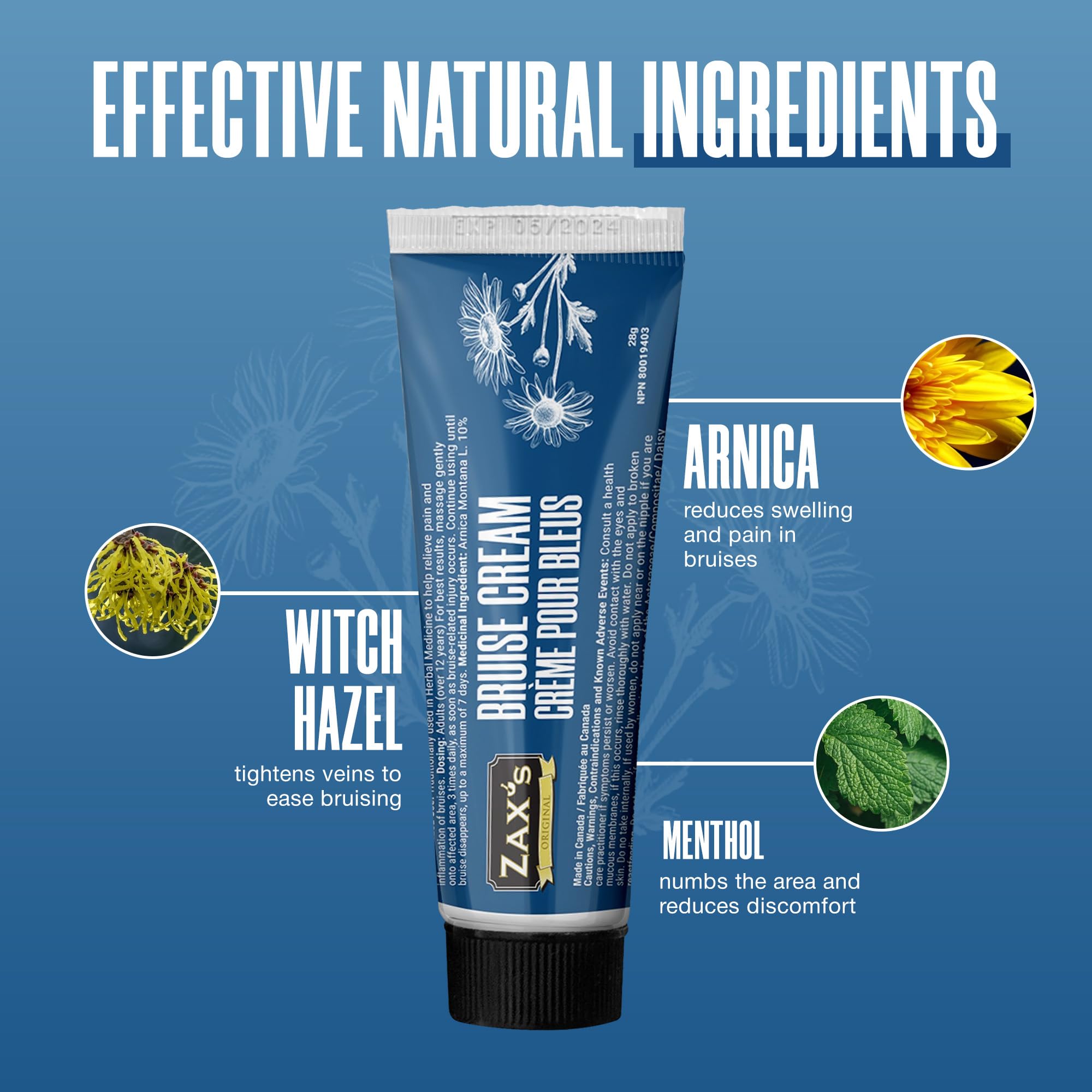 ZAX'S ORIGINAL Bruise Cream - Arnica and Witch Hazel Blend, Gentle on Skin, Plant-Based Ingredients for Skin Care - 28g ZAX'S ORIGINALAu supplements