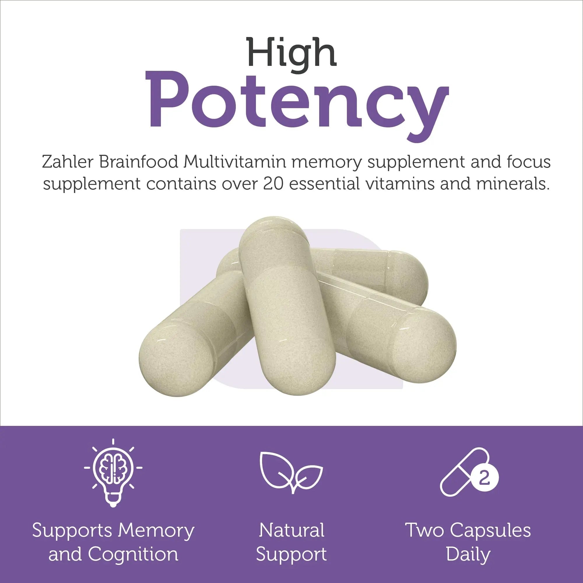 Zahler - Multivitamin Brain Supplement (60 Count) Kosher Brainfood Capsules for Adults with Neuro Factor & Lion's Mane ZahlerAu supplements