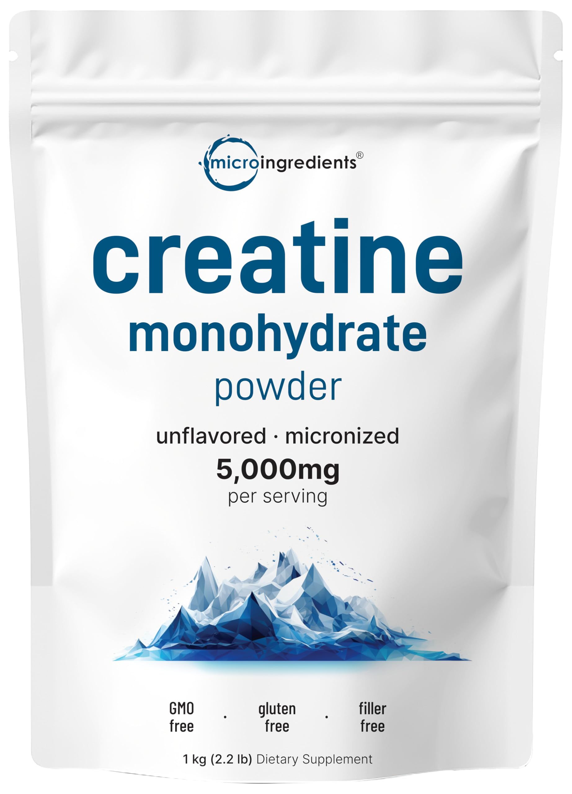Creatine Monohydrate Powder 1 kg (2.2 Lbs), 5000mg Per Serv, Micronized Creatine Powder, Unflavored, Pure, No Filler, Keto & Vegan Friendly, Easy Dissolve Pre Workout Creatine for Women and Men Micro IngredientsAu supplements