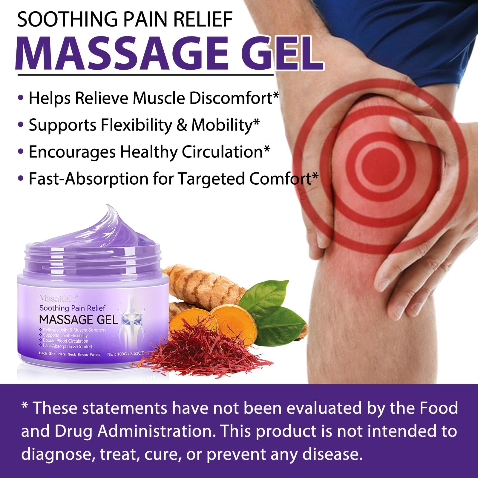 Soothing Massage Gel - Joint Massage Purple Gel, Natural Ingredients & Fast-Absorbing for Soothing Joint, Shoulder, Knee, Back & Muscle Stiffness GTZSXNPAu supplements