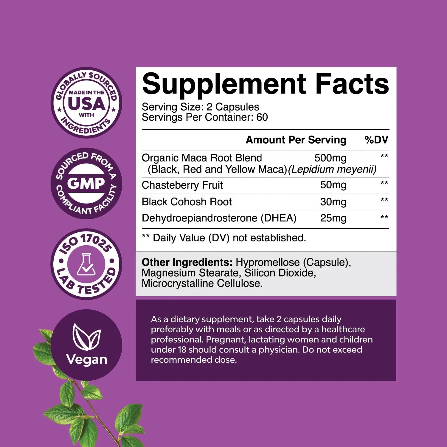 Bundle of Perimenopause Supplement with Maca Root Vitex Berry Black Cohosh for Hot Flashes Night Sweats Hormone Balance Natures CraftAu supplements