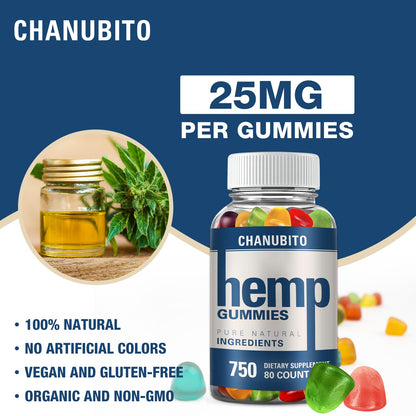 Hemp Gummies Organic High Potency Hemp Supplement - Pain, Sleep, Stress CHANUBITOUS supplements