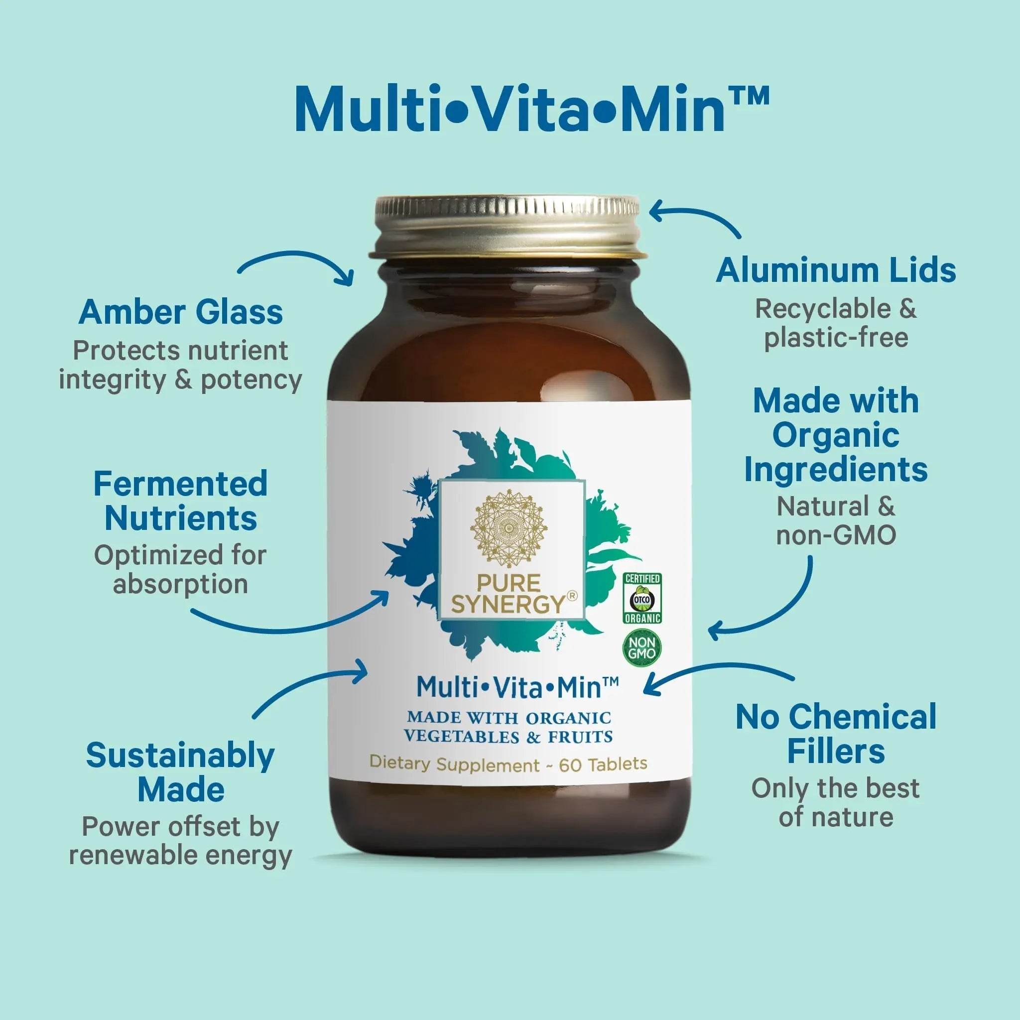 PURE SYNERGY Multi·Vita·Min | Vegan Multivitamin Made with Organic Whole Foods | Twice Daily Supplement for Men and Women PURE SYNERGYAu supplements