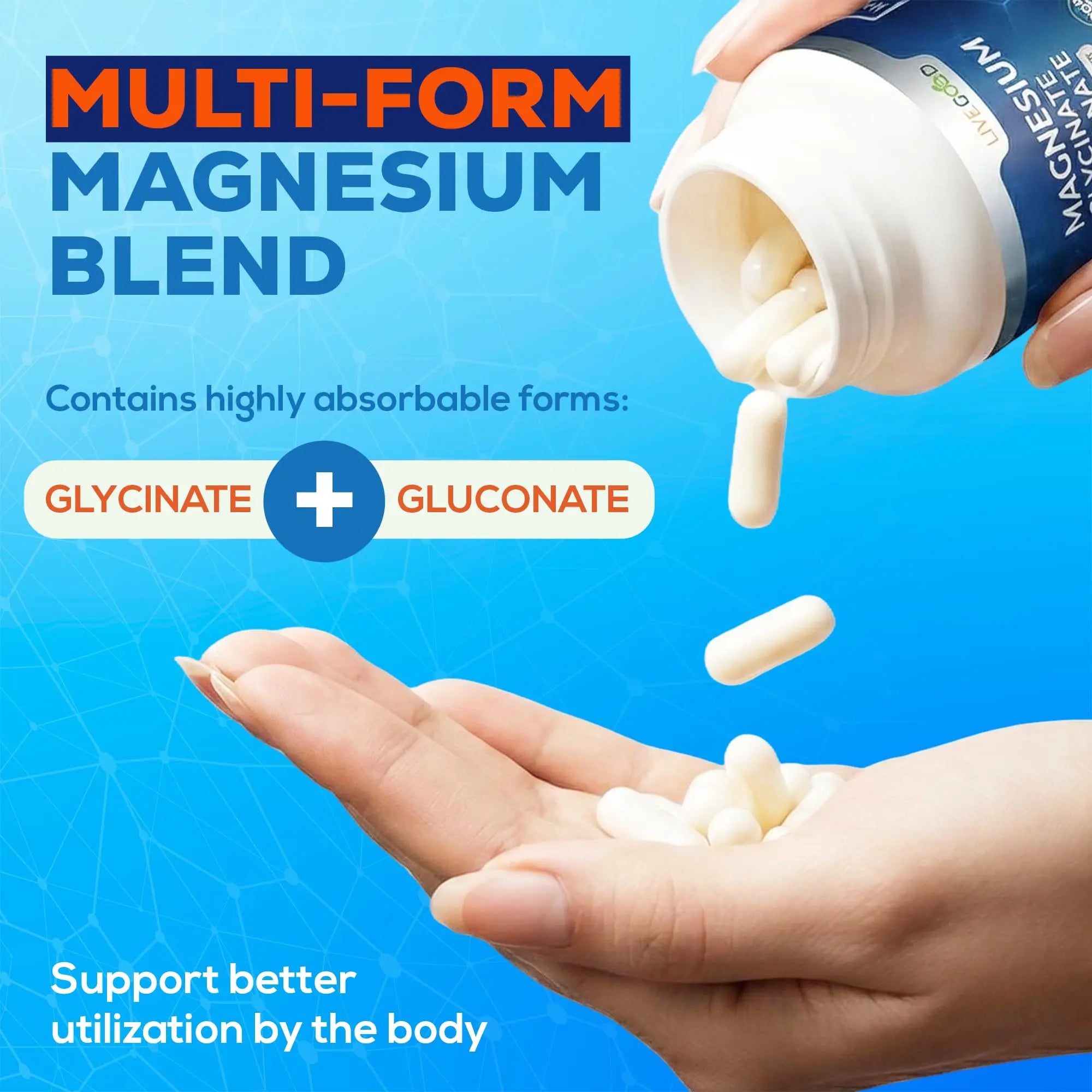 LiveGood™ Ultra Magnesium Complex, Organic Magnesium Glycinate and Gluconate for Muscle Recovery, Nerve Support & Relief – High Absorption Supplement, Vegan, Non-GMO, Made in USA, 60 Capsules LIVEGOODnz supplements