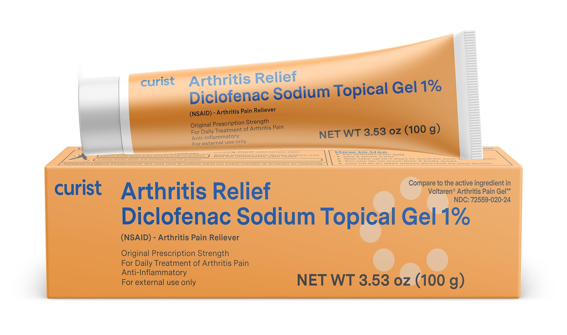 Curist Diclofenac Sodium Topical Gel 1 Percent 100g for Arthritis Pain - Joint Pain Relief for Hand Pain, Foot Pain, Knee Pain, Elbow Pain & Ankle Pain - 1% - 3.53oz CuristAu supplements