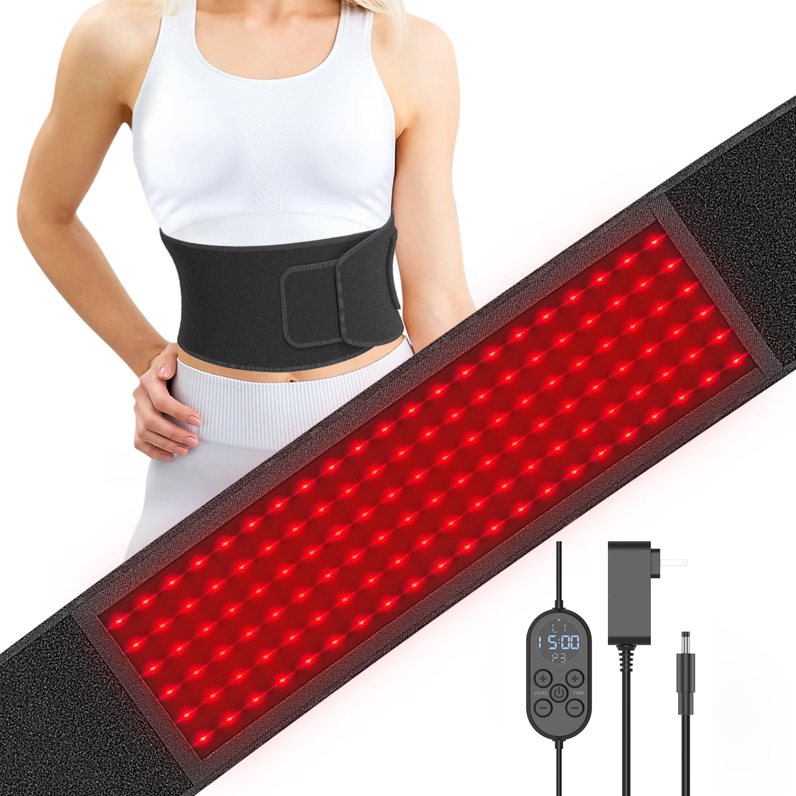 Red Light Therapy Belt Near-Infrared-Light Therapy Wrap for Body Wearable Large Pad for Waist Back Shoulder with Timer Controller AptoyuAu supplements