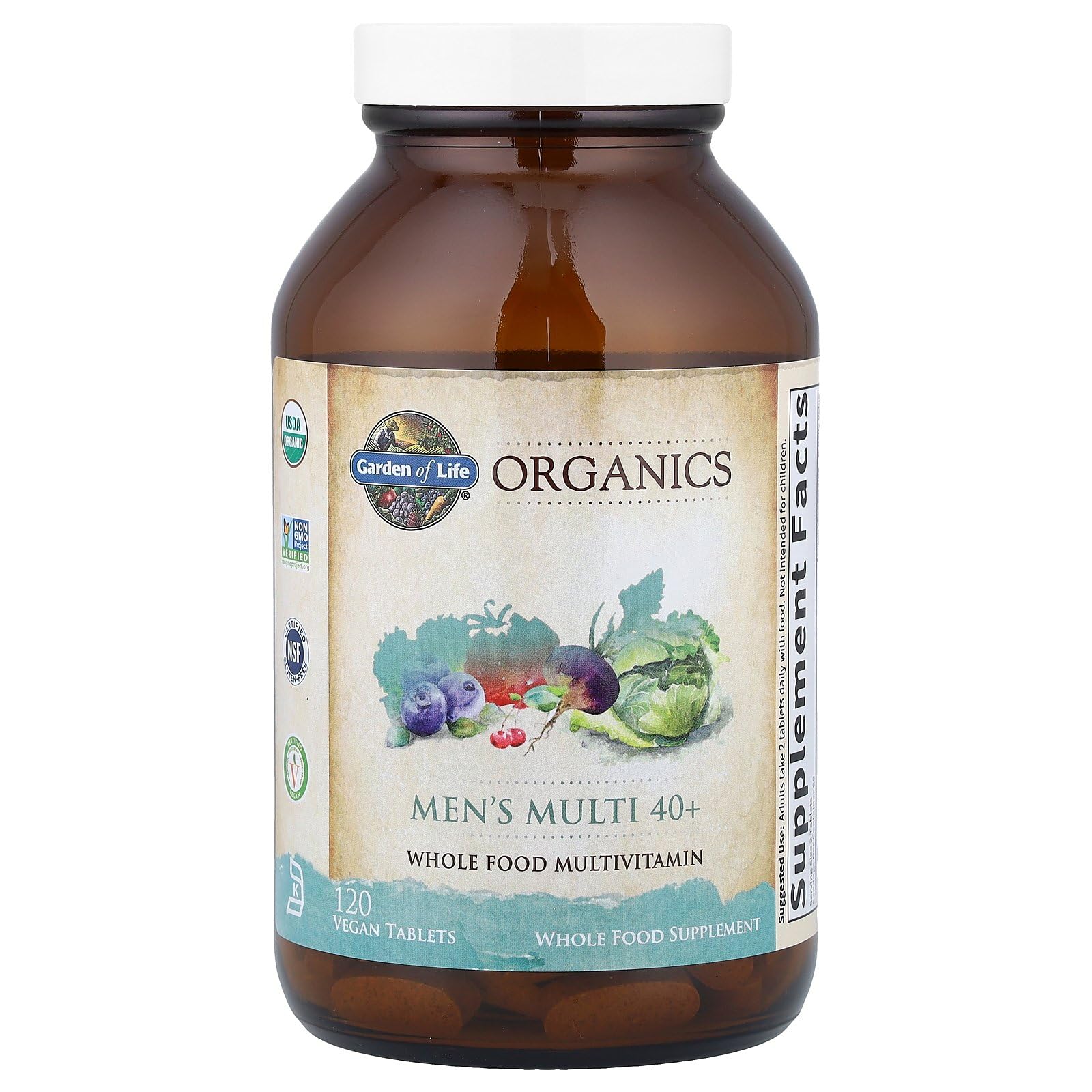Garden of Life Organics Whole Food Multivitamin for Men 40+ 120 Tablets, Vegan Mens Multi for Health Garden of LifeAu supplements