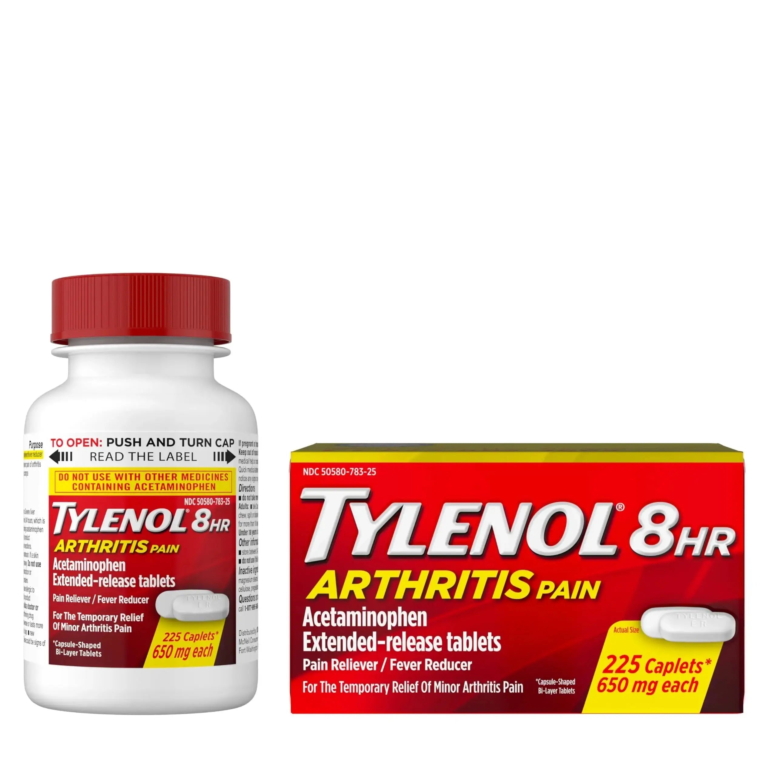 Tylenol Acetaminophen 650 mg Extended Release Caplets, Fast, Strong Pain Relief, 8 Hour Arthritis Pain Relief, Joint Pain Reliever & Fever Reducer, Long-Lasting Relief, Oral Medicine, 225 Count TylenolAu supplements