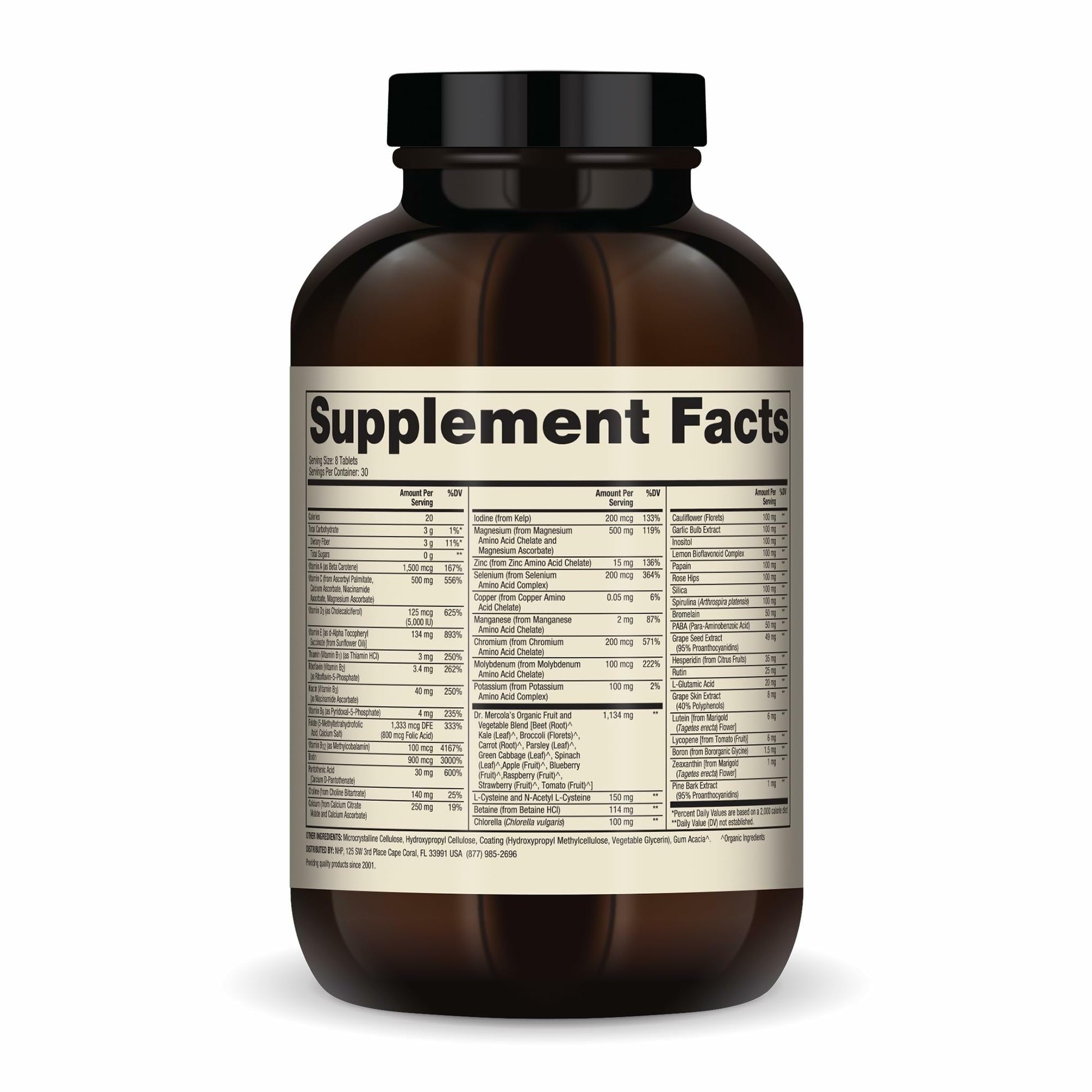 Dr. Mercola Whole-Food Complex with Added Multivitamin Plus Vital Minerals - Supports Nutrition & Immune Support - Bioavailable - GMO Free - 240 Tablets (30 Servings) Dr. MercolaAu supplements