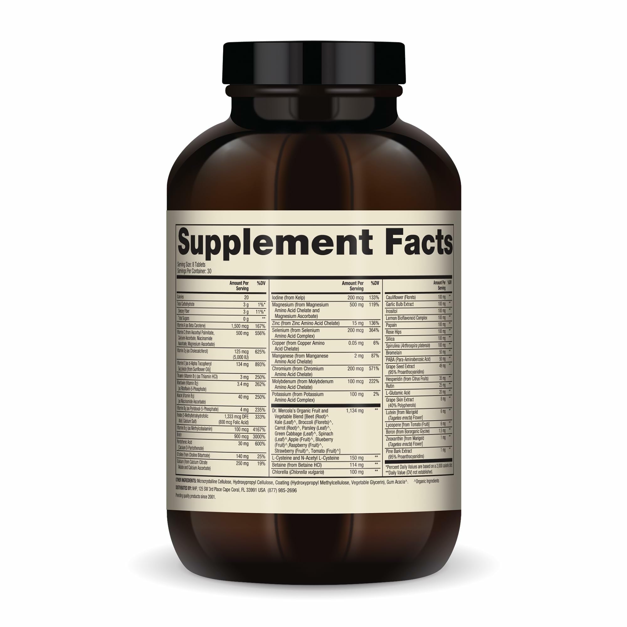 Dr. Mercola Whole-Food Complex with Added Multivitamin Plus Vital Minerals - Supports Nutrition & Immune Support - Bioavailable - GMO Free - 240 Tablets (30 Servings) Dr. MercolaAu supplements