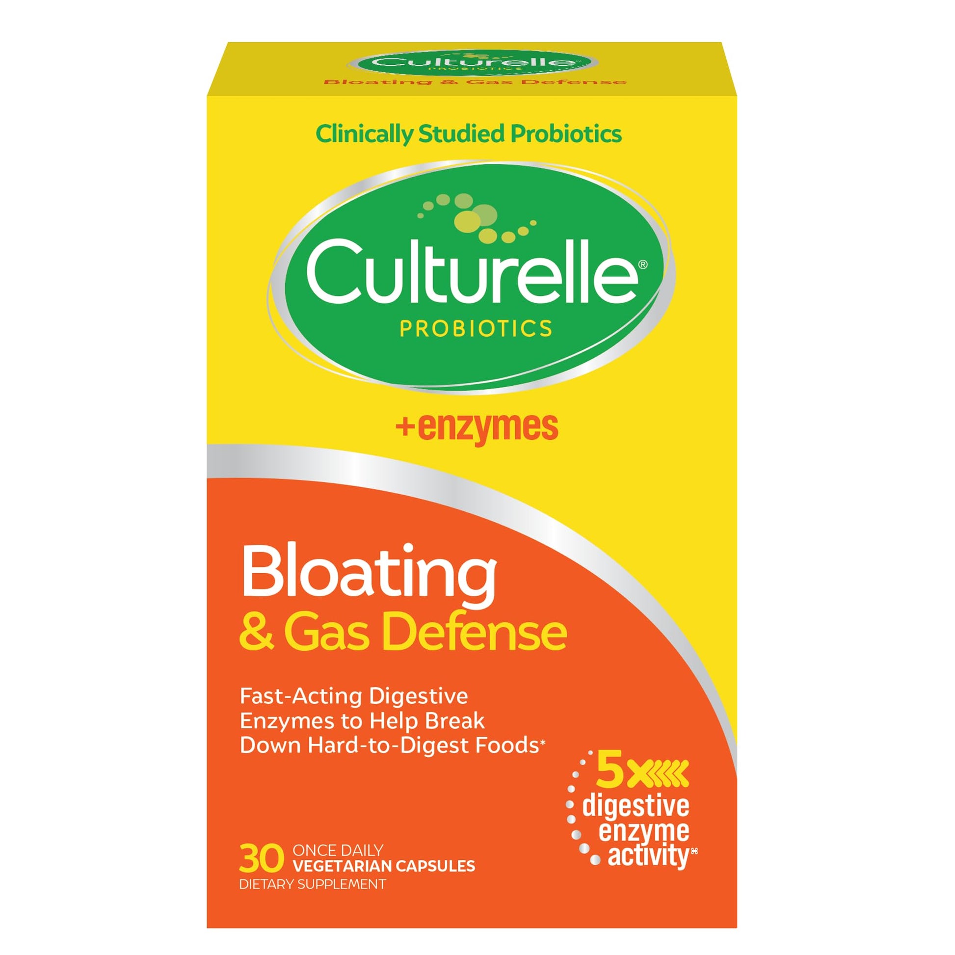 Culturelle Bloating & Gas Defense, Digestive Enzymes & Probiotics for Digestive Health, 30 Capsules, Supports Occasional Indigestion & Discomfort CulturelleAu supplements