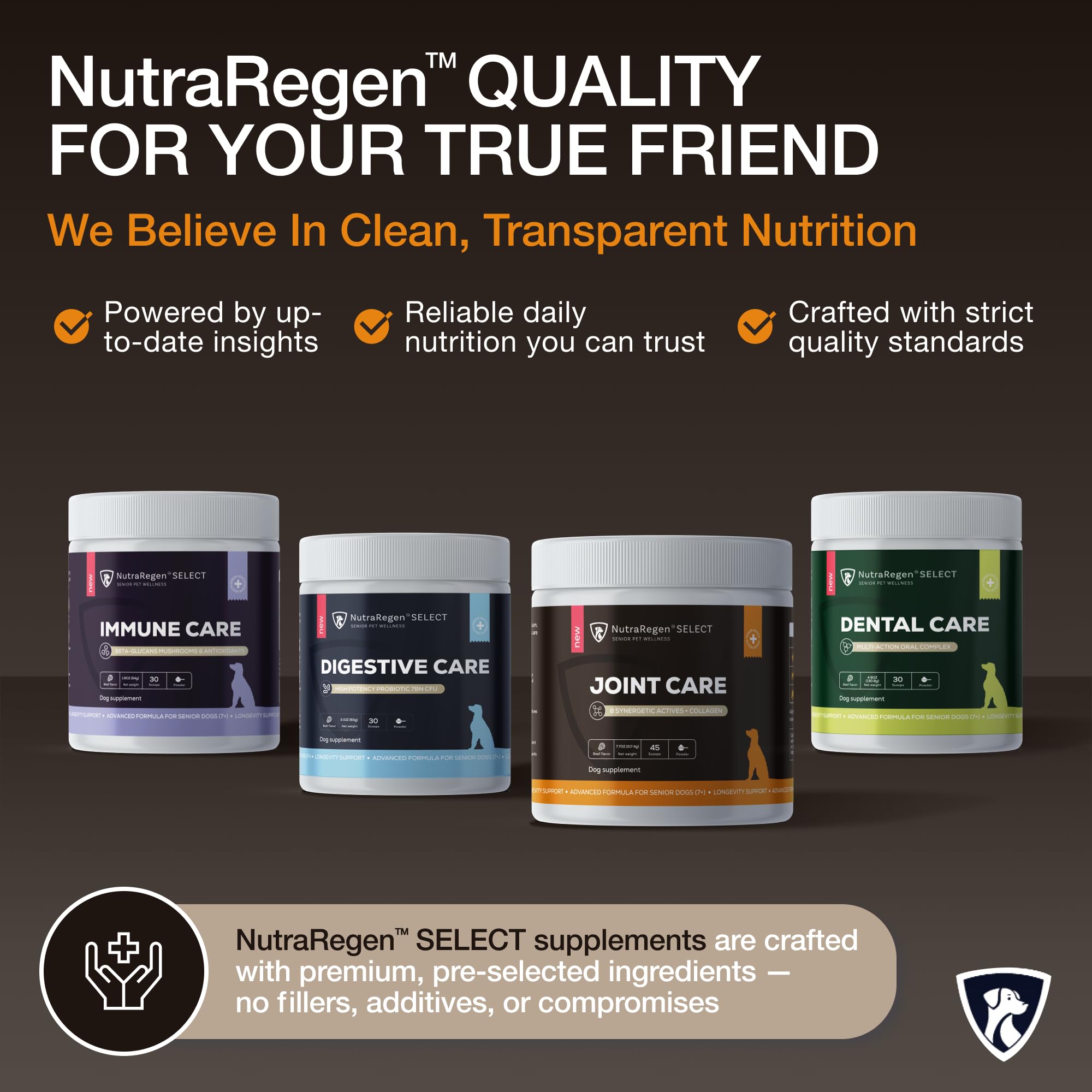 NutraRegen Select Senior Dog Joint Supplement 45 Scoops | Natural Glucosamine Chondroitin for Dogs with Collagen | Hip and Joint Powder | 7.7 Oz NutraRegenAu supplements