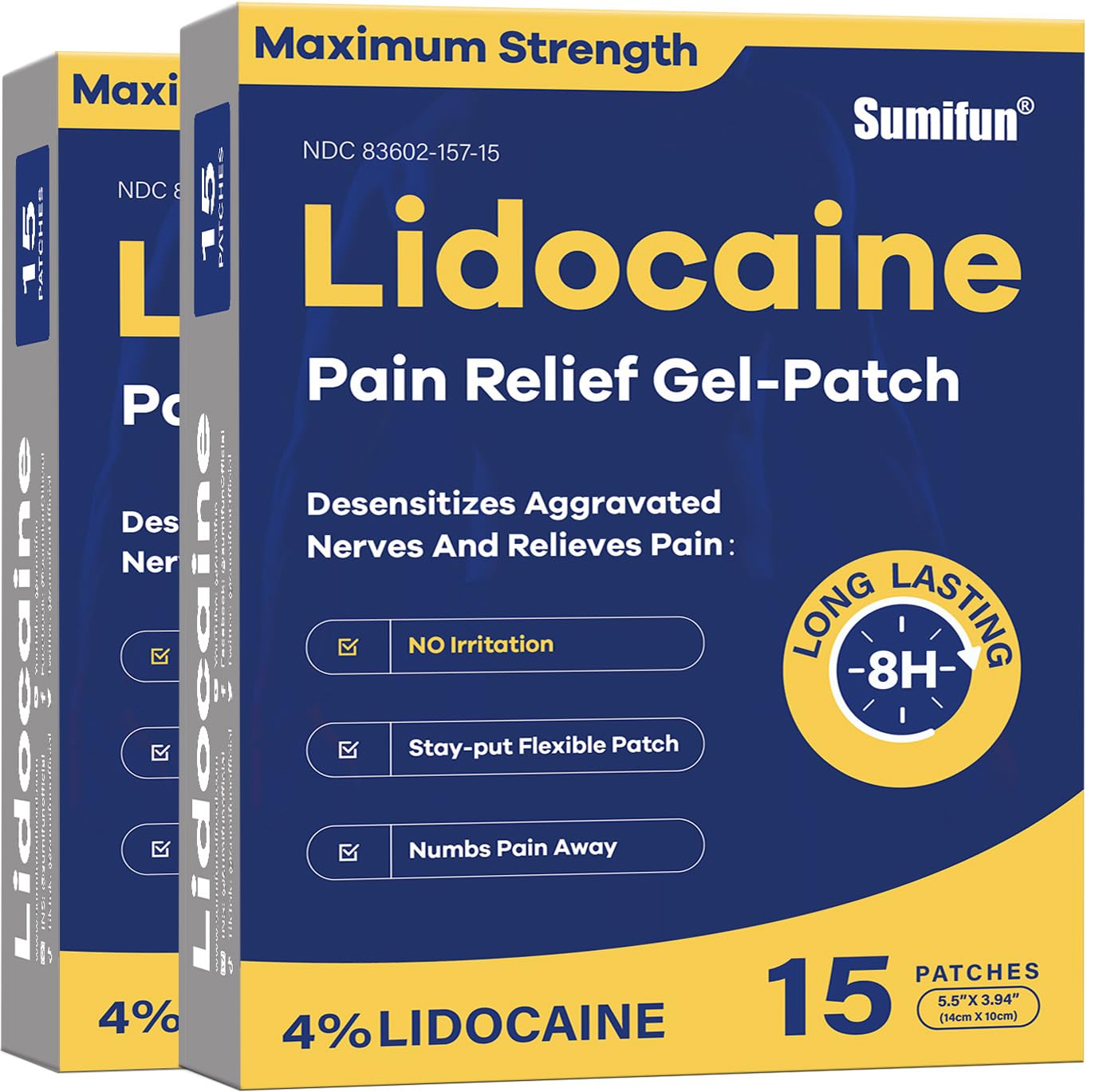 Sumifun 4% Lidocaine Patches Maximum Strength - 30 Count Pain Relief Patches for Back, Shoulder, Elbow, Knee, Muscle & Joint - Lower Back Pain Relief Products - Pain Patches Maximum Strength Lidocaine SumifunAu supplements