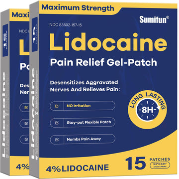 Sumifun 4% Lidocaine Patches Maximum Strength - 30 Count Pain Relief Patches for Back, Shoulder, Elbow, Knee, Muscle & Joint - Lower Back Pain Relief Products - Pain Patches Maximum Strength Lidocaine SumifunAu supplements
