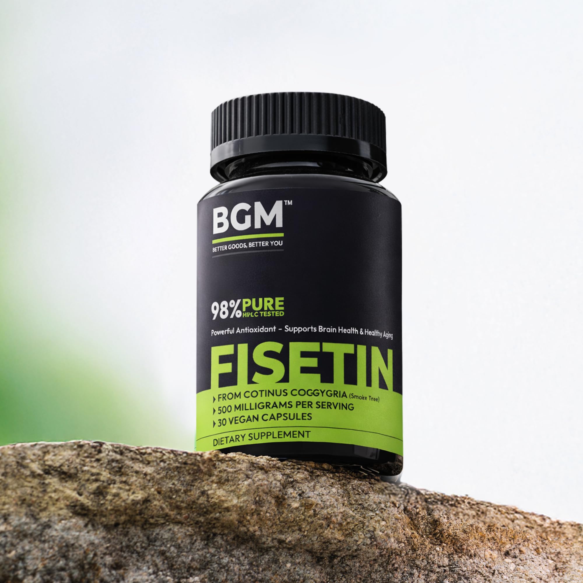 BGM Fisetin 500mg Supplement | Smoke Tree Extract (Cotinus coggygria) | 98% Pure Senolytic Antioxidant | Vegan Capsules | Supports Brain Health & Healthy Aging BGM Better Goods, Better YouAu supplements