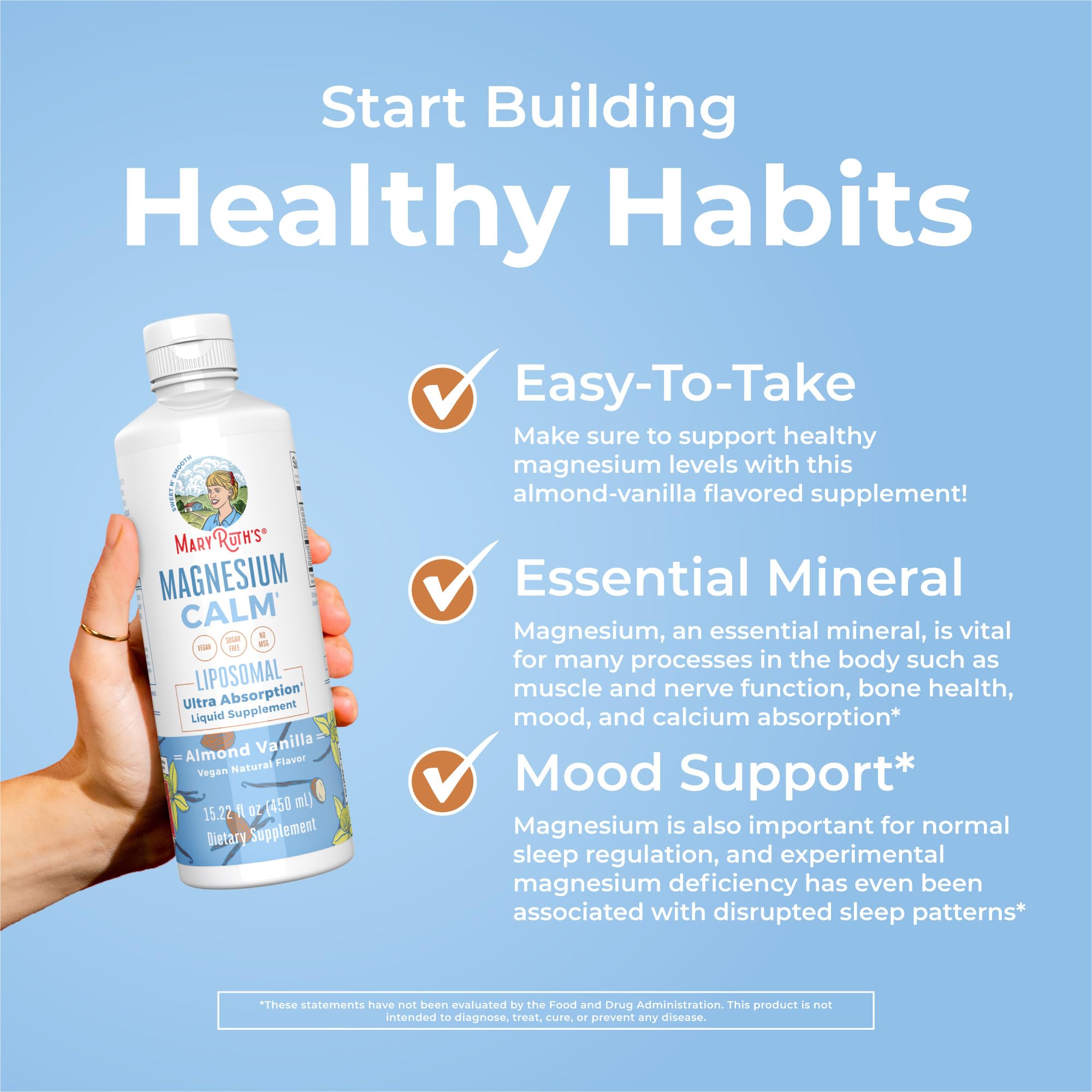 MaryRuth Organics Magnesium Liposomal| Magnesium Supplement | Magnesium Bisglycinate | Muscle & Bone Support | Mood Support Vitamin | Vegan | Non-GMO | Gluten Free | 15.22 Fl Oz | 30 Servings MARYRUTH'SUS supplements