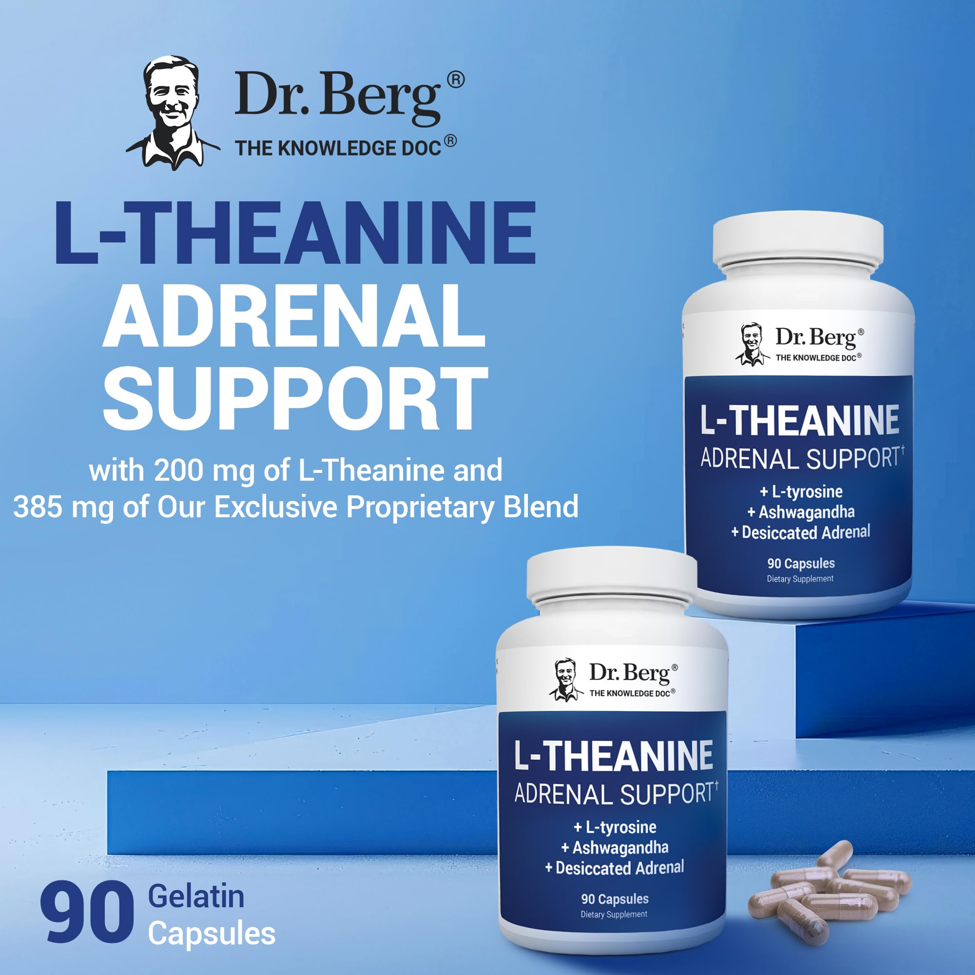 Dr. Berg L-Theanine 200mg - Includes Zinc, Copper, L-Tyrosine, & Ashwagandha – L-Theanine Supplement Adrenal Support - for Relaxation, Stress Relief, and Mental Clarity* – 90 Gelatin Capsules Dr. Berg NutritionalsAu supplements