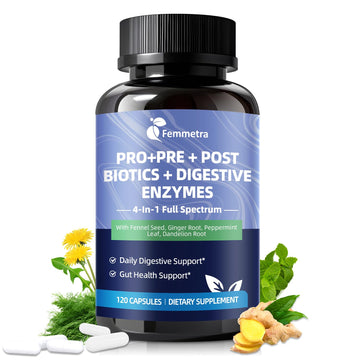 Digestive Enzymes Postbiotics Prebiotics Probiotics for Women Men, 200 Billion CFU 36 Probiotic Strains - Complete Gut, Digestive, Regularity, Gas, Bloating & Immune Support Supplement, Vegan, 60 Days FemmetraAu supplements