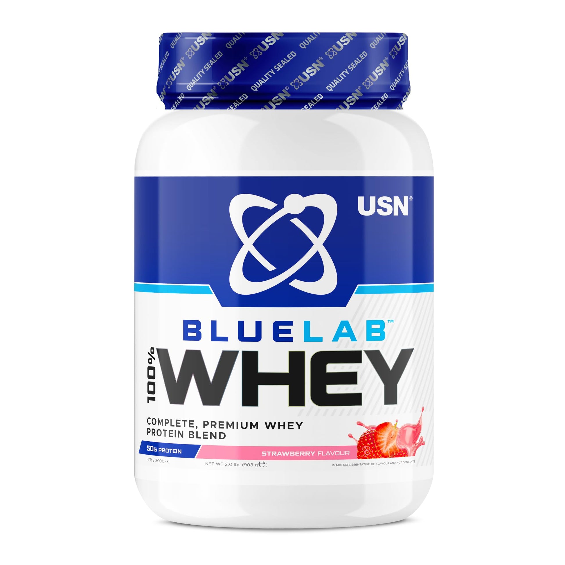 USN Blue Lab Whey Protein Powder: Strawberry - Whey Protein 908g - Post-Workout - Whey Isolate USNAu supplements