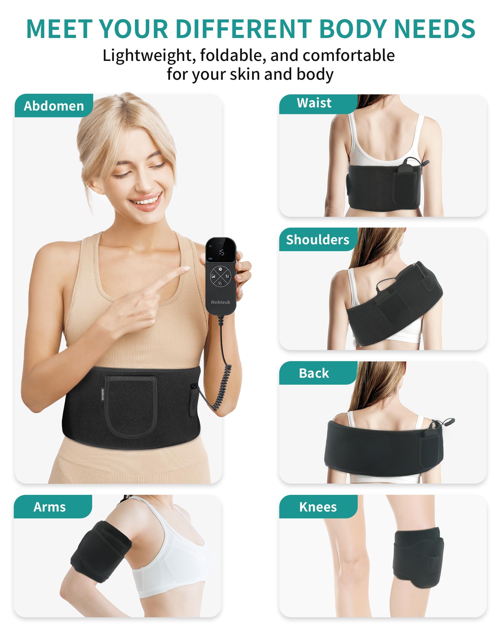 Nekteck Red Light Therapy Belt for Body, Wireless Near-Infrared Light Pad for Pain Relief, Inflammation NekteckAu supplements