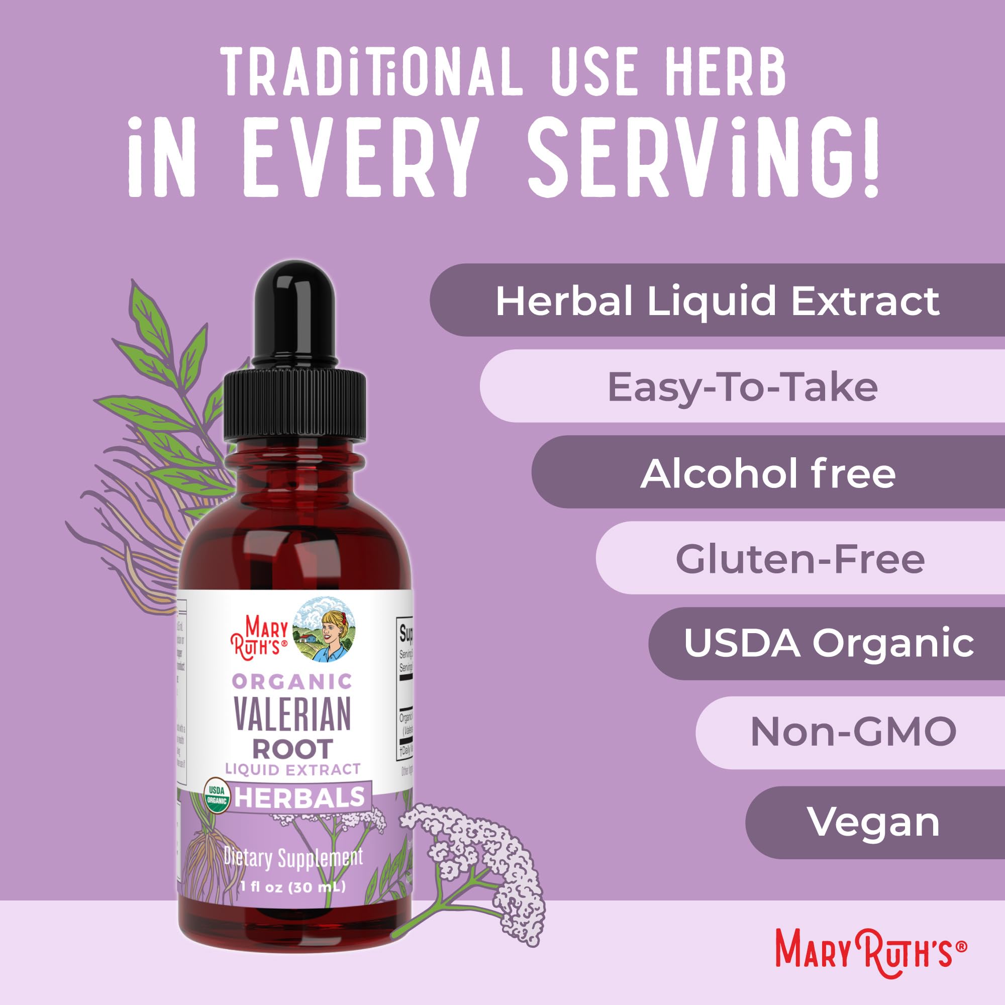 MaryRuth Organics Valerian Root Liquid Drops | 2 Month Supply | Sugar Free | USDA Organic Valerian Root Drops | Support Sleep | Calm and Stress Relief | Vegan | Non-GMO | Gluten Free | 60 Servings MARYRUTH'SUS supplements