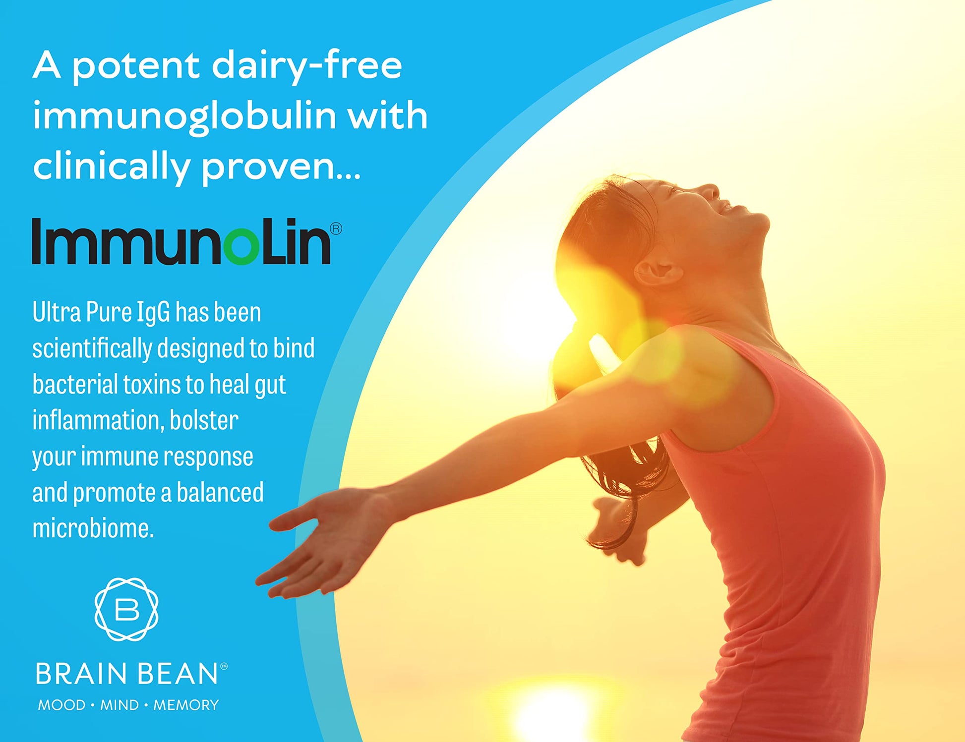 Brain Basics Ultra Pure IgG Supplement - Dairy-Free Supplement IgG-Immunolin Powder, Blended Vitamin & Mineral Supplements, 150g, 60 Servings Brain BeanAu supplements