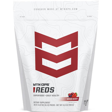 MTN OPS Reds Super Reds Antioxidant Drink Powder Daily Health Blend with Phytonutrients Free Radical Support 30 On The Go Stick Packs MTN OPSAu supplements