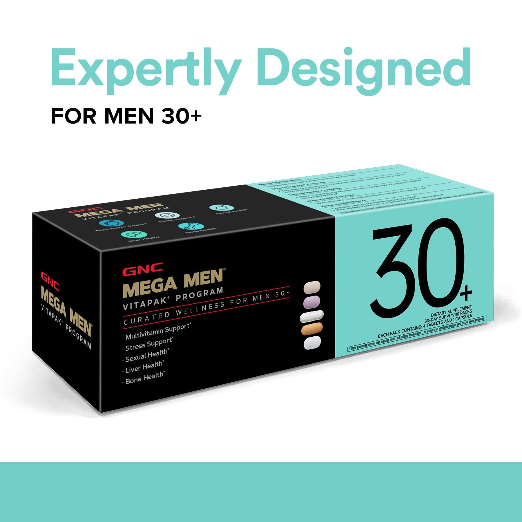 GNC Men's 30+ Vitapak Program | 5-in-1 Daily Multivitamins and Minerals | Supports Healthy Bones and Stress Relief | 30 Servings GNCAu supplements