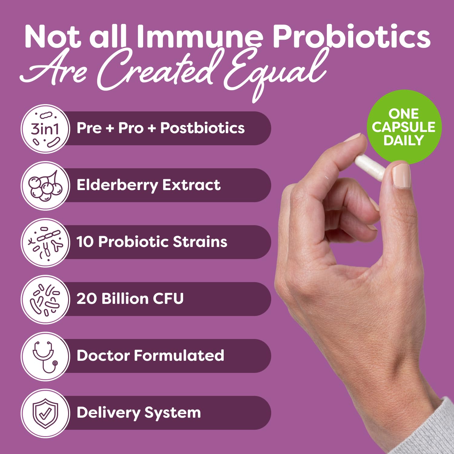 Probulin Total Care Immune = Prebiotics + Probiotics + Postbiotics + Elderberry to Support Immune & Gut Health - 20 Billion CFU - 10 Probiotic Strains, 30 Vegan Capsules ProbulinAu supplements