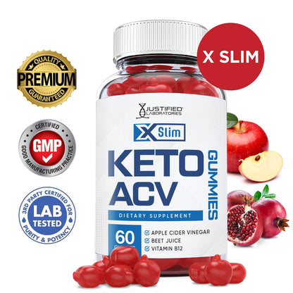 Justified Laboratories (3 Pack X Slim Keto ACV Gummies 1000MG Xslim Vegan Non GMO Justified LaboratoriesUS supplements
