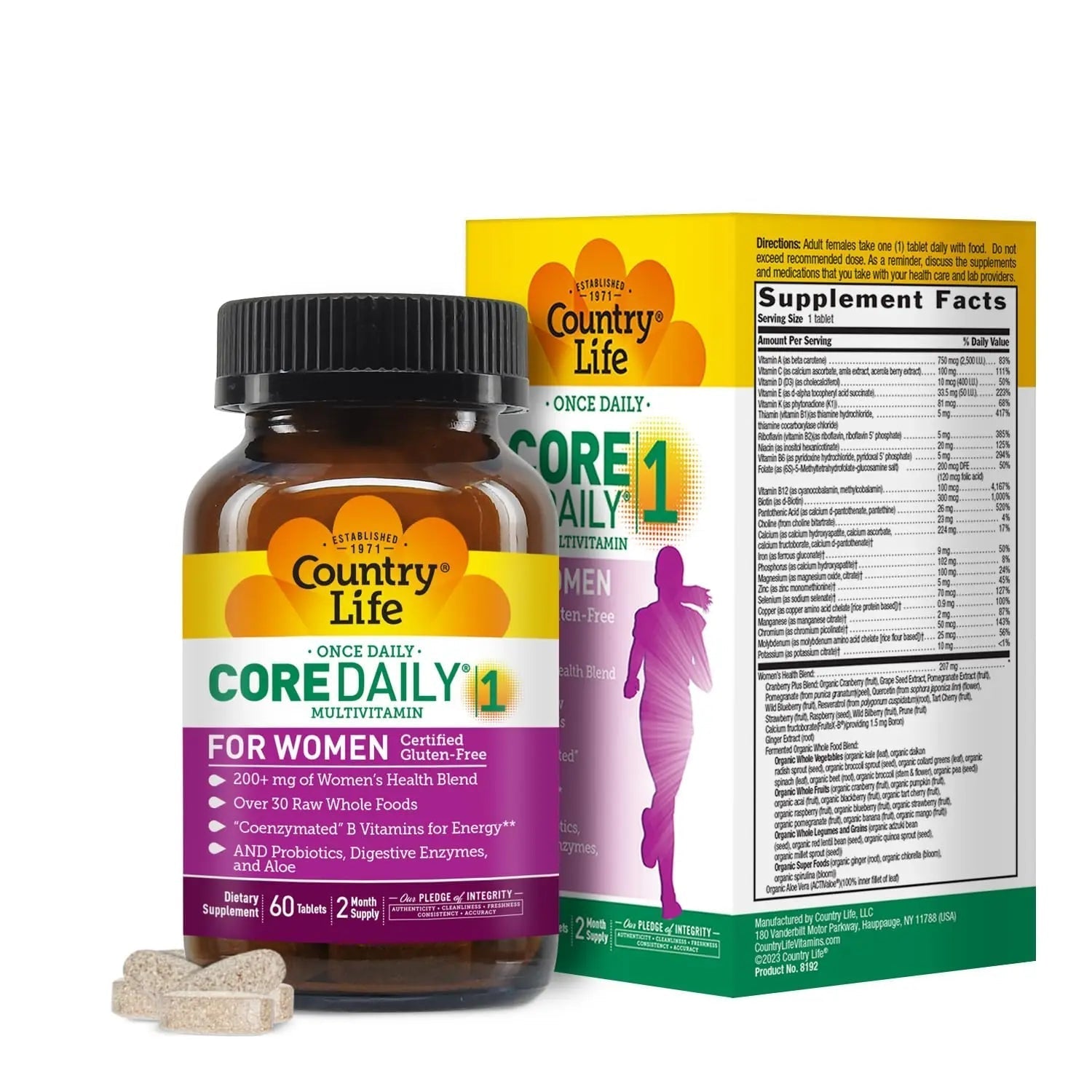 Country Life Women’s Core 1 Daily Multivitamin with Iron, Cranberry, Probiotics, and Digestive Enzymes-Certified Gluten-Free Formula for Energy Country LifeAu supplements