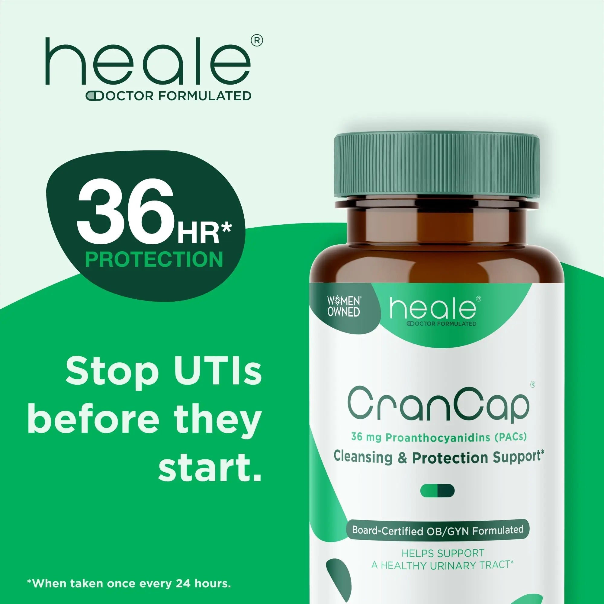 CranCap - Cranberry Pills - Urinary Tract Health Cranberry Supplement - 36mg of Potent PACs - Non GMO, Vegan, Gluten Free - by Heale - 30 Capsules CranCapAu supplements