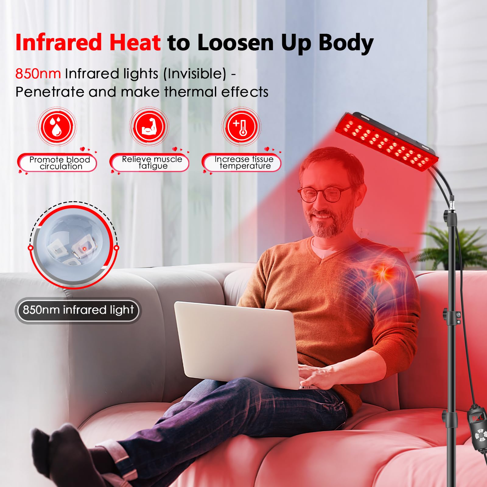 RUISQM Red Light Therapy Lamp, Infrared Light Therapy with Stand - 660nm Redlight & 850nm RUISQMAu supplements