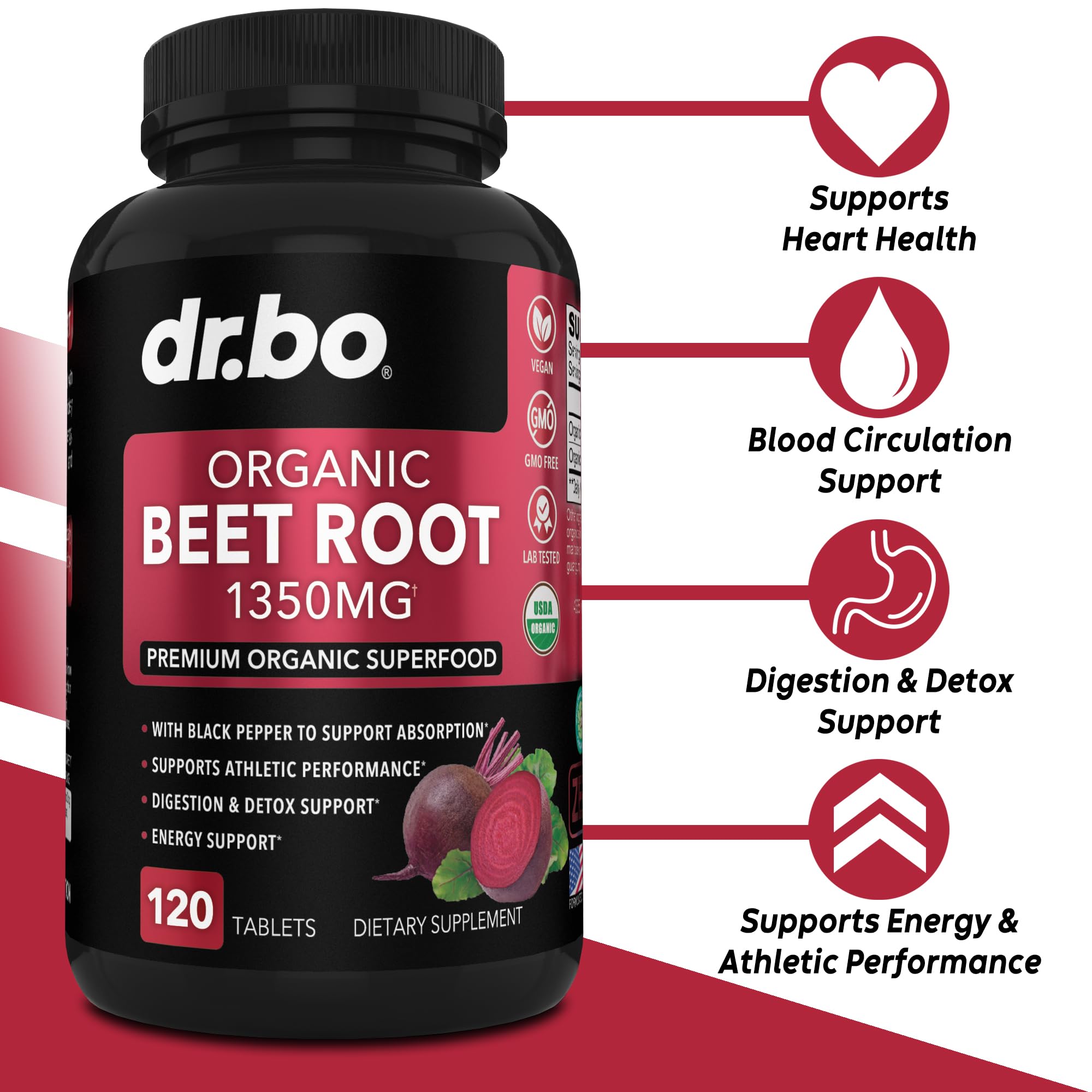 Organic Beet Root Capsules Supplements - 1350mg Beetroot Powder Extract Pills, Organic DR. BOAu supplements
